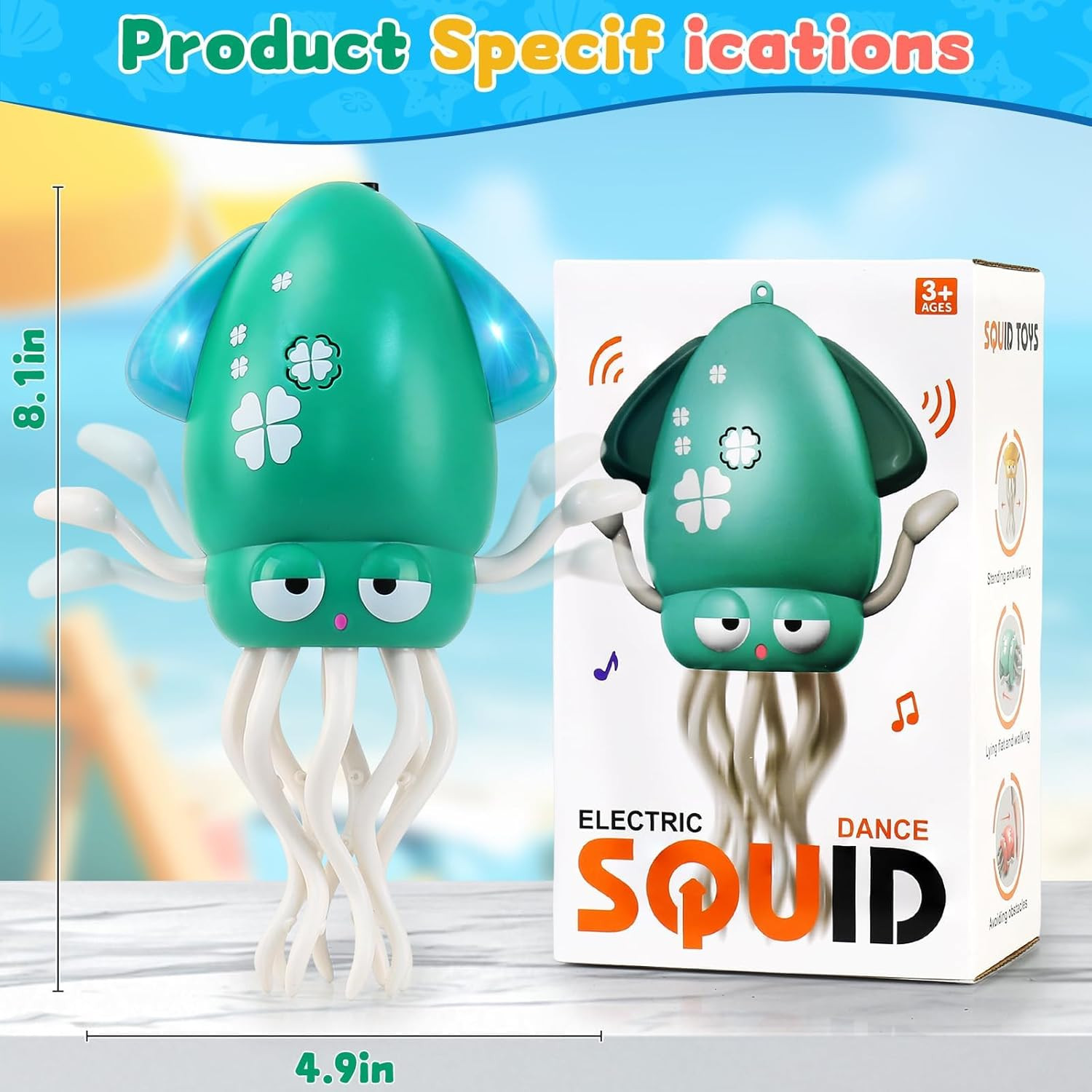 LZZAPJ Electric Dancing Octopus Light Music Suitable for 12-18 Months Old Baby T