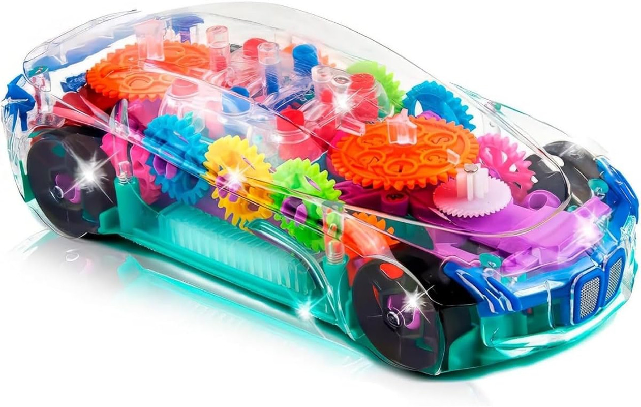 Artcreativity Light up Transparent Sensory Car Toy for Kids, 1PC, Bump and Go To