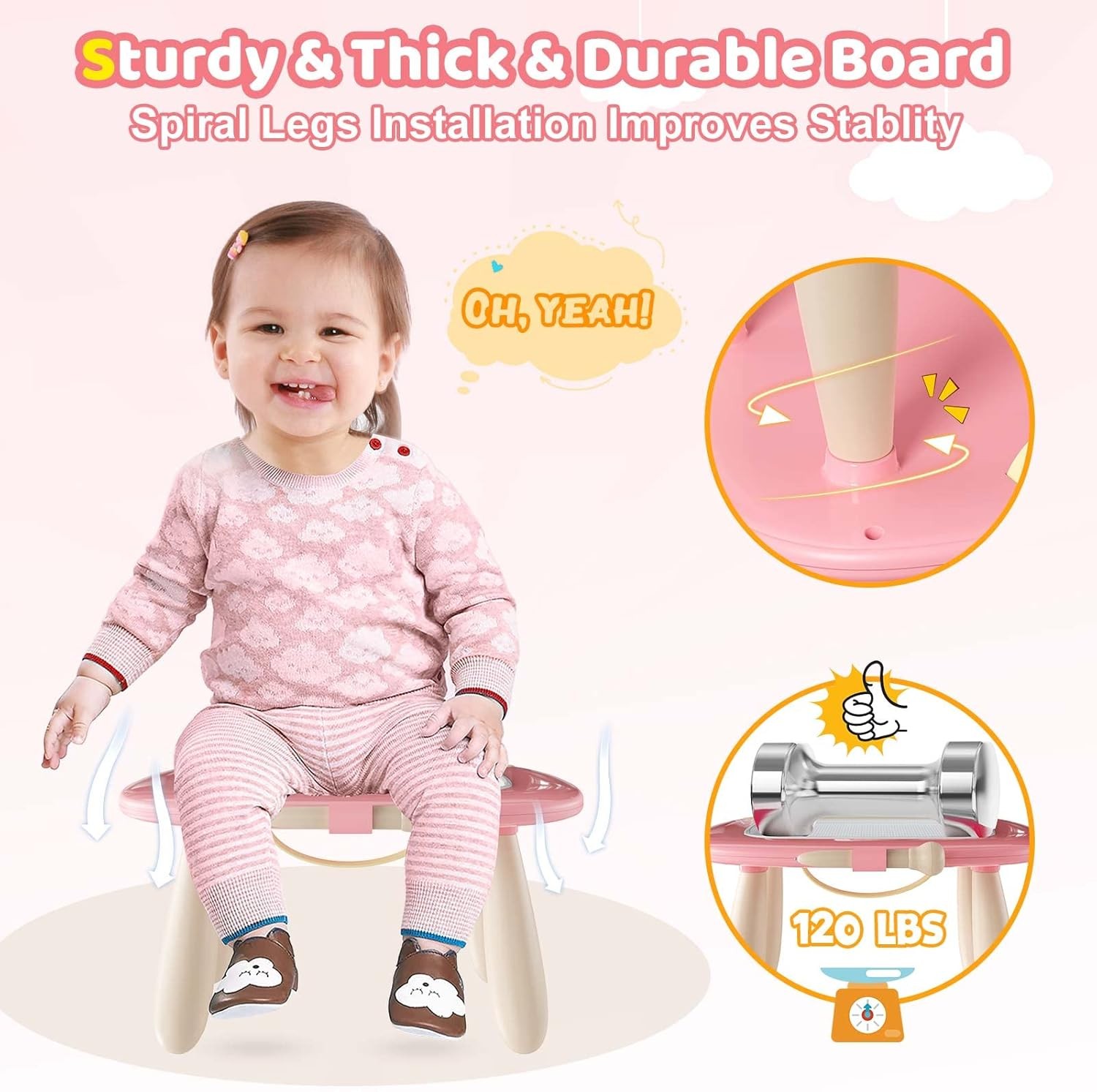 Kikidex Magnetic Drawing Board Toddler Doodle Board Learning Toy Pink