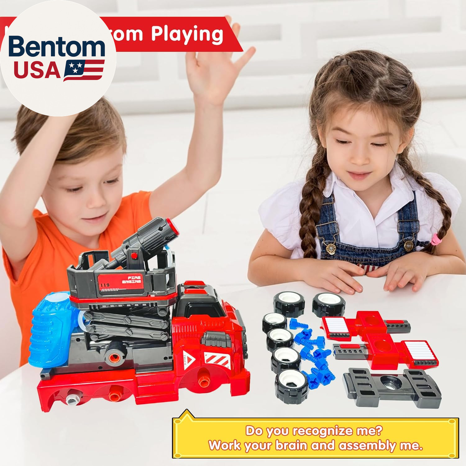 11Inches Large Take Apart Toys Fire Truck for Boys Girls Kids 3-5 6-8 Year Old F