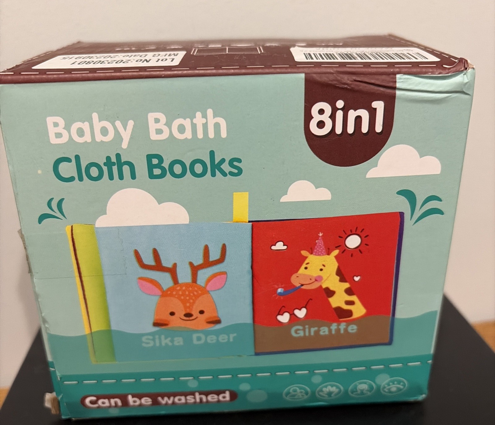 Toyk 8-in-1 Baby Bath Cloth Book Set Animal Alphabet Baby Toddler Set