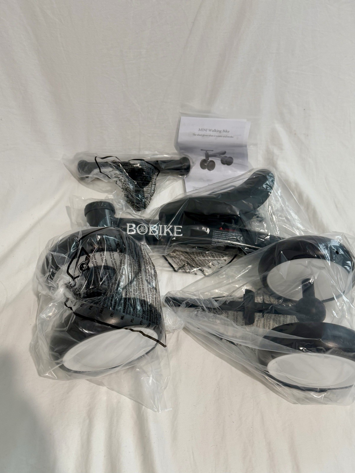 Bobike Baby Balance Bike Mini Toddler Walking Bicycle No Pedal Black Open Box