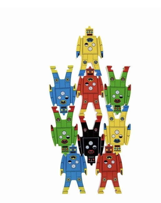 Colorful Wooden Stacking Robots Set for Creative Balancing Fun Age 3+