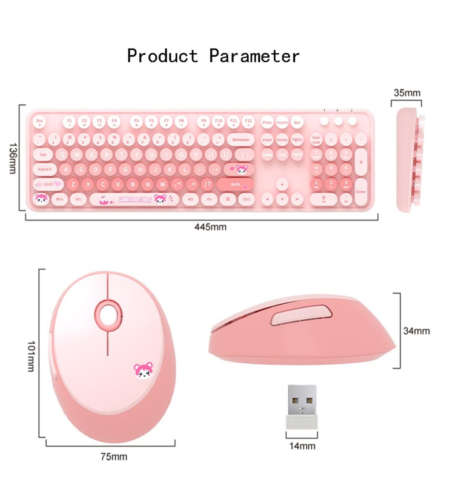 Mofii Wireless Keyboard and Mouse Combo,2.4G USB Multi-Color Cute Full Size K…
