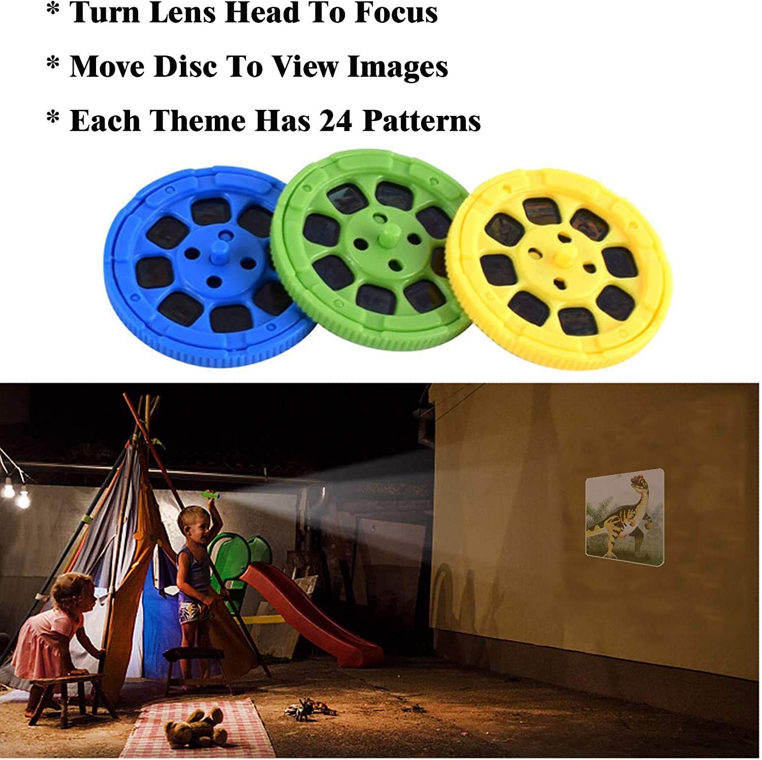 Georgie Porgy Slide Torch Projector ‎3.8 x 25 x 21.5 cm, Dinosaur + Unicorn