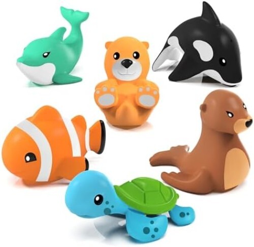 Tub Works® Marine™ Mold Free Bath Toys, 6 Pack | Sealed, No Hole Bath Toys De