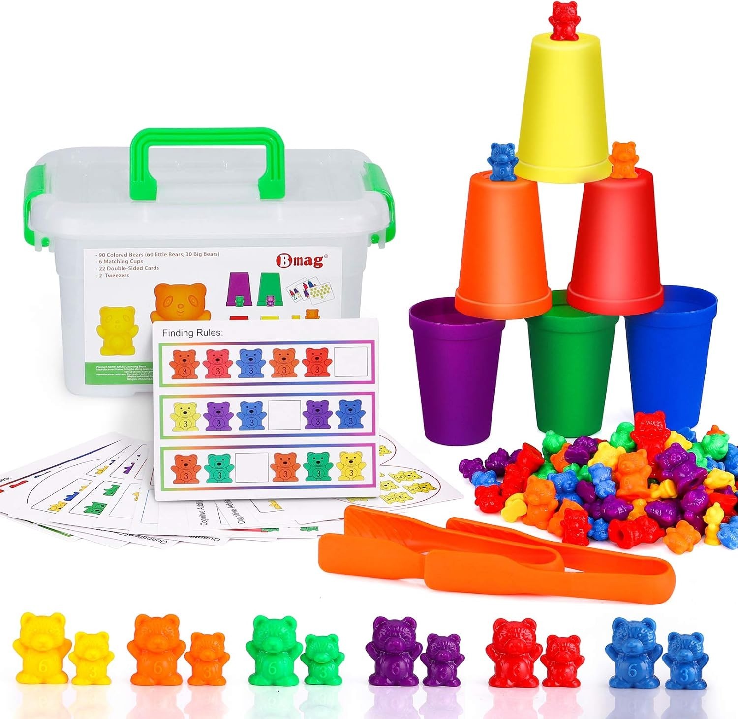 Multi-Color Counting Bear Toy with Tweezers and Storage Box – Play & Learn