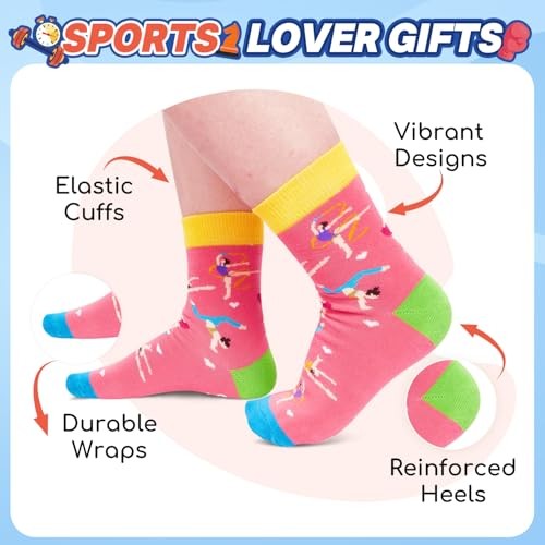 Novelty Socks for Teen Kids – Gifts for Gymnasts Pink 13-18 Years & Adults