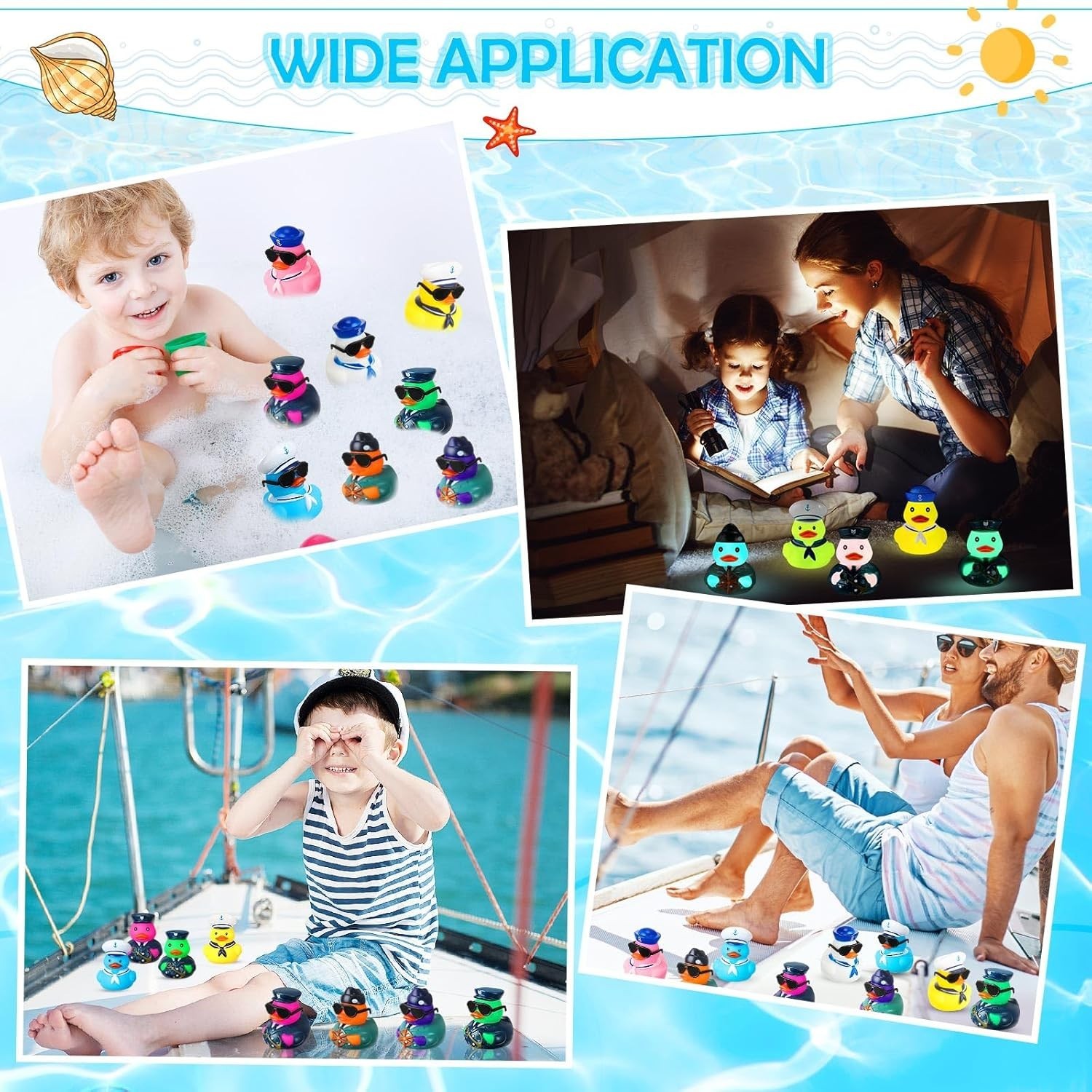 Rotatingpals 48 Pcs Cruise Ducks Sailor Glow In The Dark Rubber Ducks
