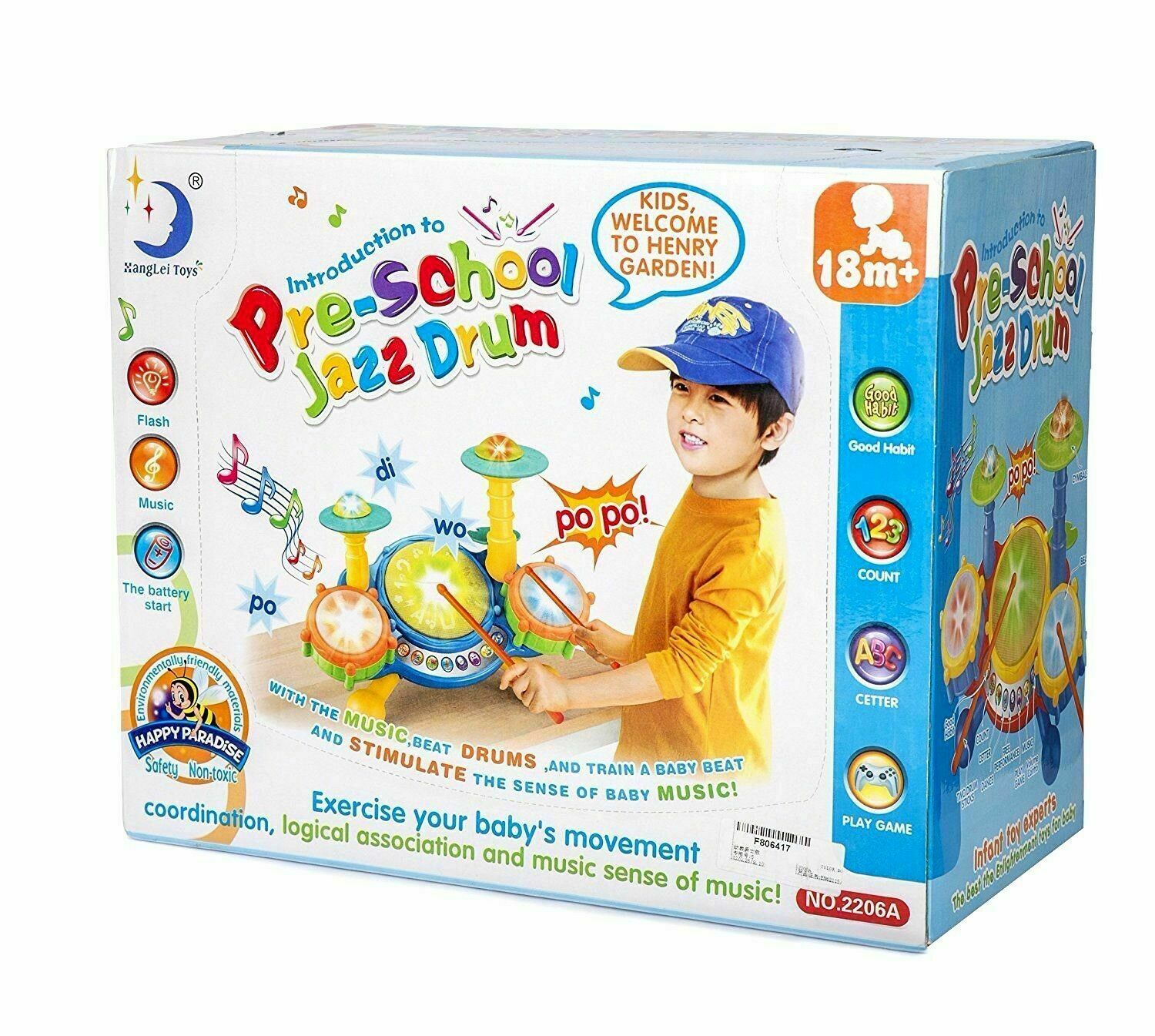 Educational Toys For 2 Year Old Baby Kids Toddlers Boy Girl Learning Drum Set