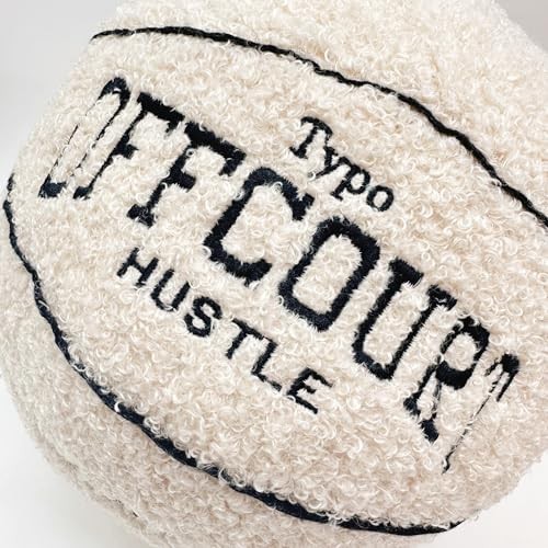 2023 New Offcourt Basketball Pillow, 11″ Basketball Shaped Teddy Fleece Beige