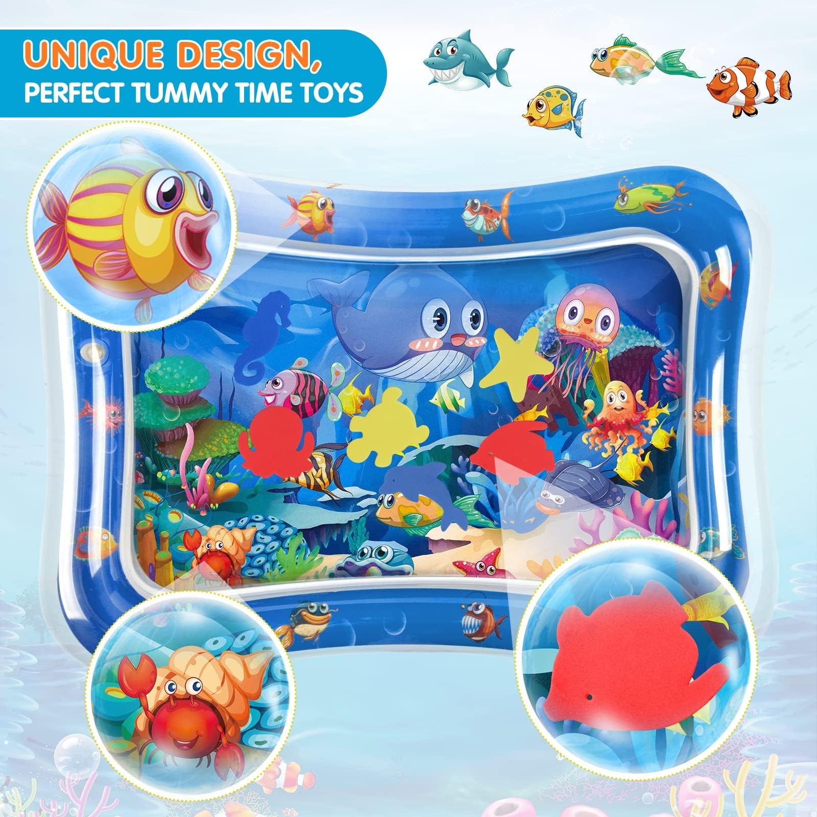 Infinno Inflatable Tummy Time Mat Premium Baby Water Play for Blue