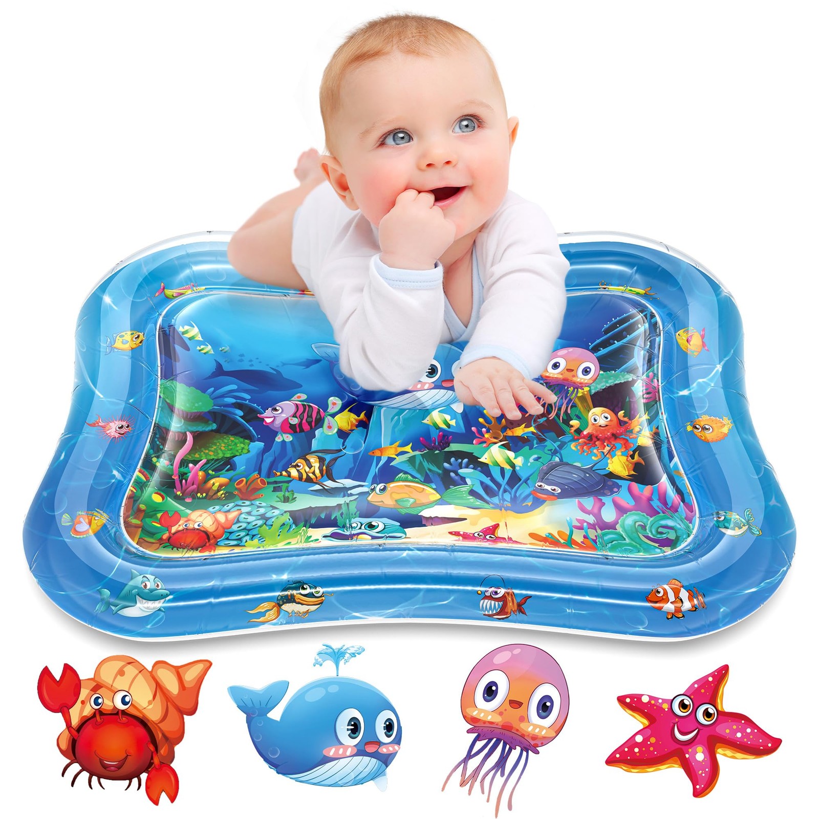 Infinno Inflatable Tummy Time Mat Premium Baby Water Play for Blue