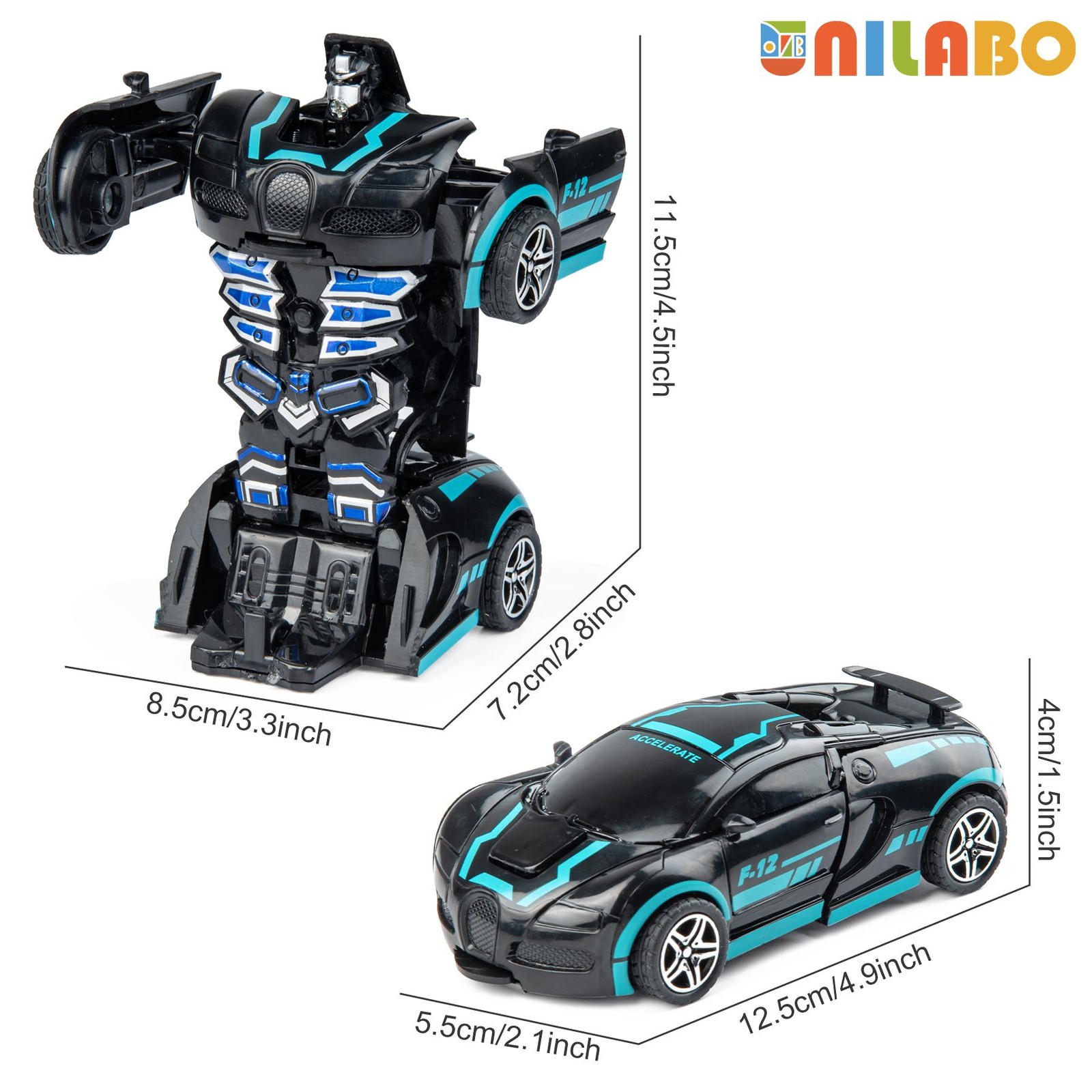 Transformable Robot Sports Car Toy Educational Kids Gift Colorful Play Fun