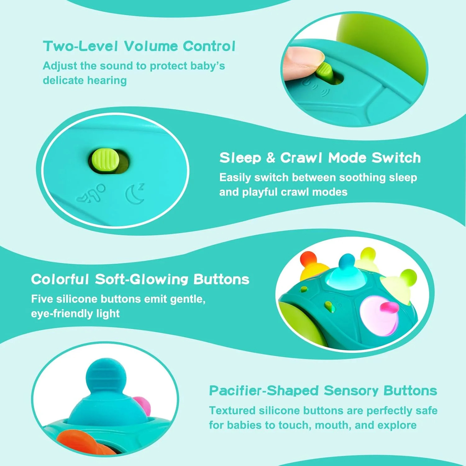 Baby Crawling Turtle Toy 6 9 12 18 Months, Infant Tummy Time Sensory Musical Tee
