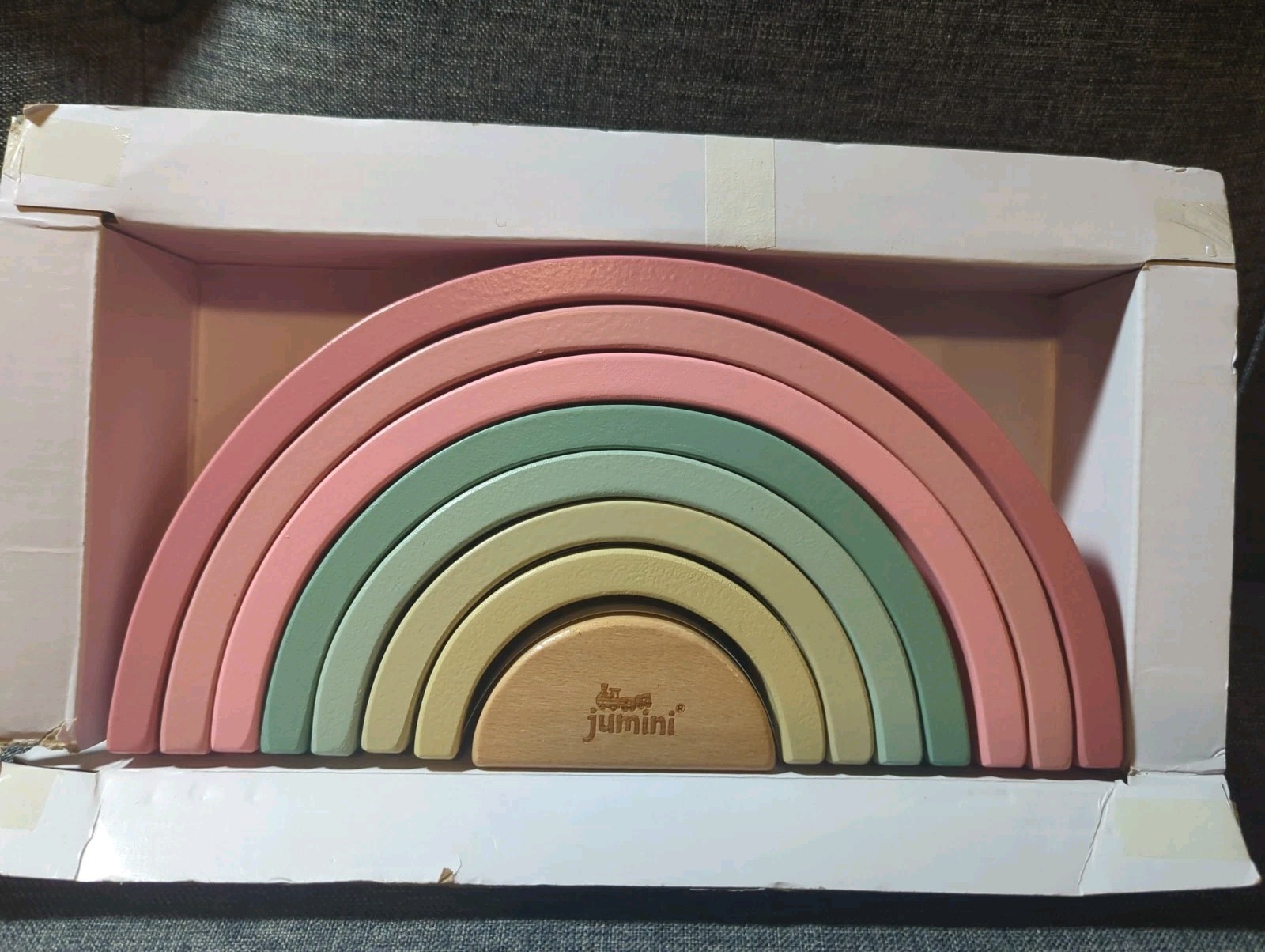 New Jumini Stacking Rainbow Retro Baby Toys Pastel Color Baby Natural Wood