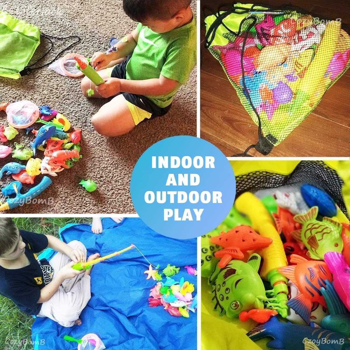Kids Magnetic Fishing Toy Set Floating Fish Bath Pool Play Game