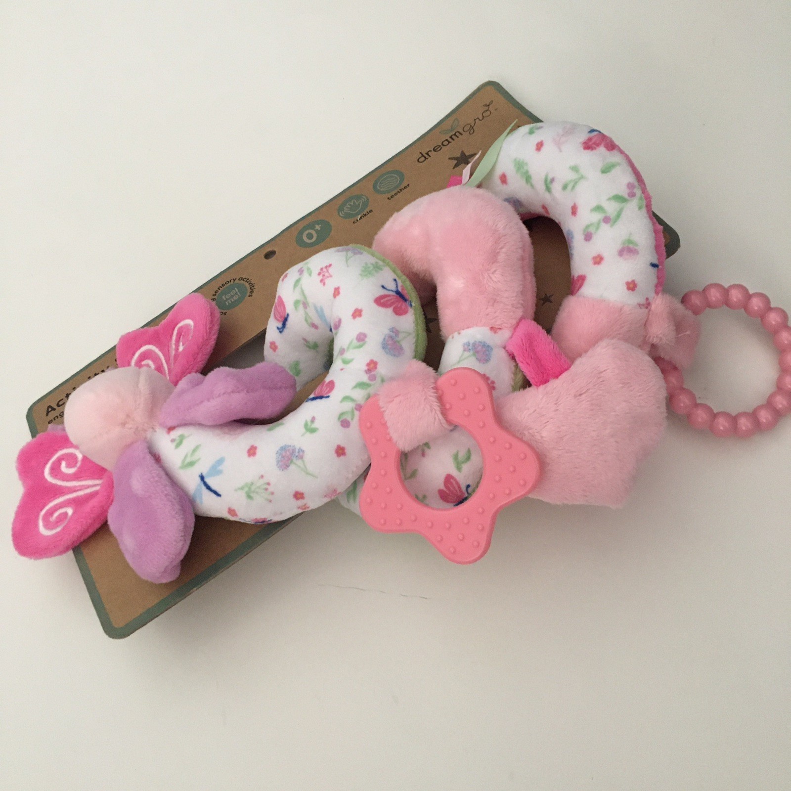 NEW Spiral Activity Soft Baby Toy Pink Soothing Sensory Activities | DreamGro