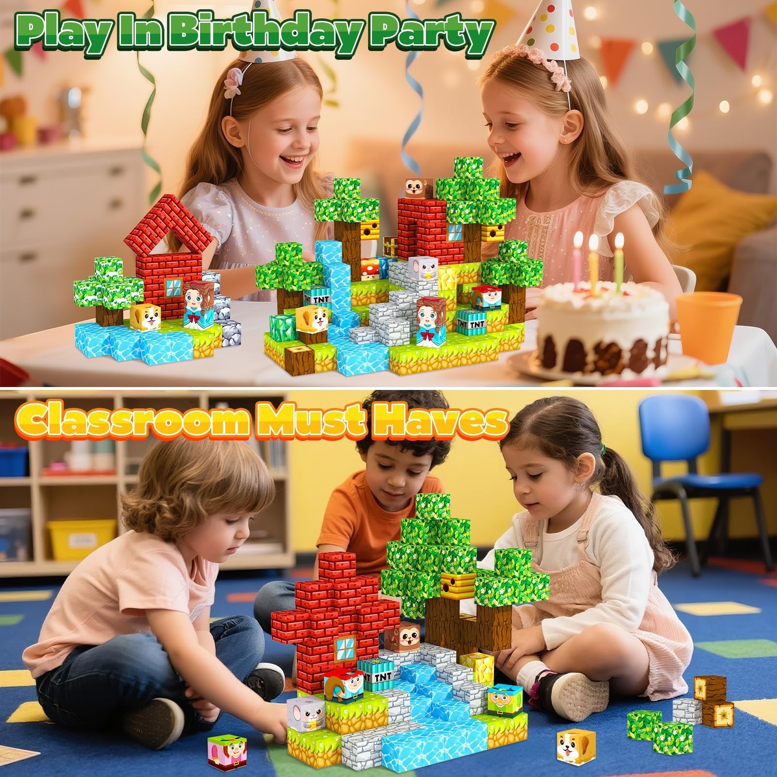 ORZbb 150PCS Magnetic Blocks, Magnet Cubes Building Blocks Toddler Travel Toy…