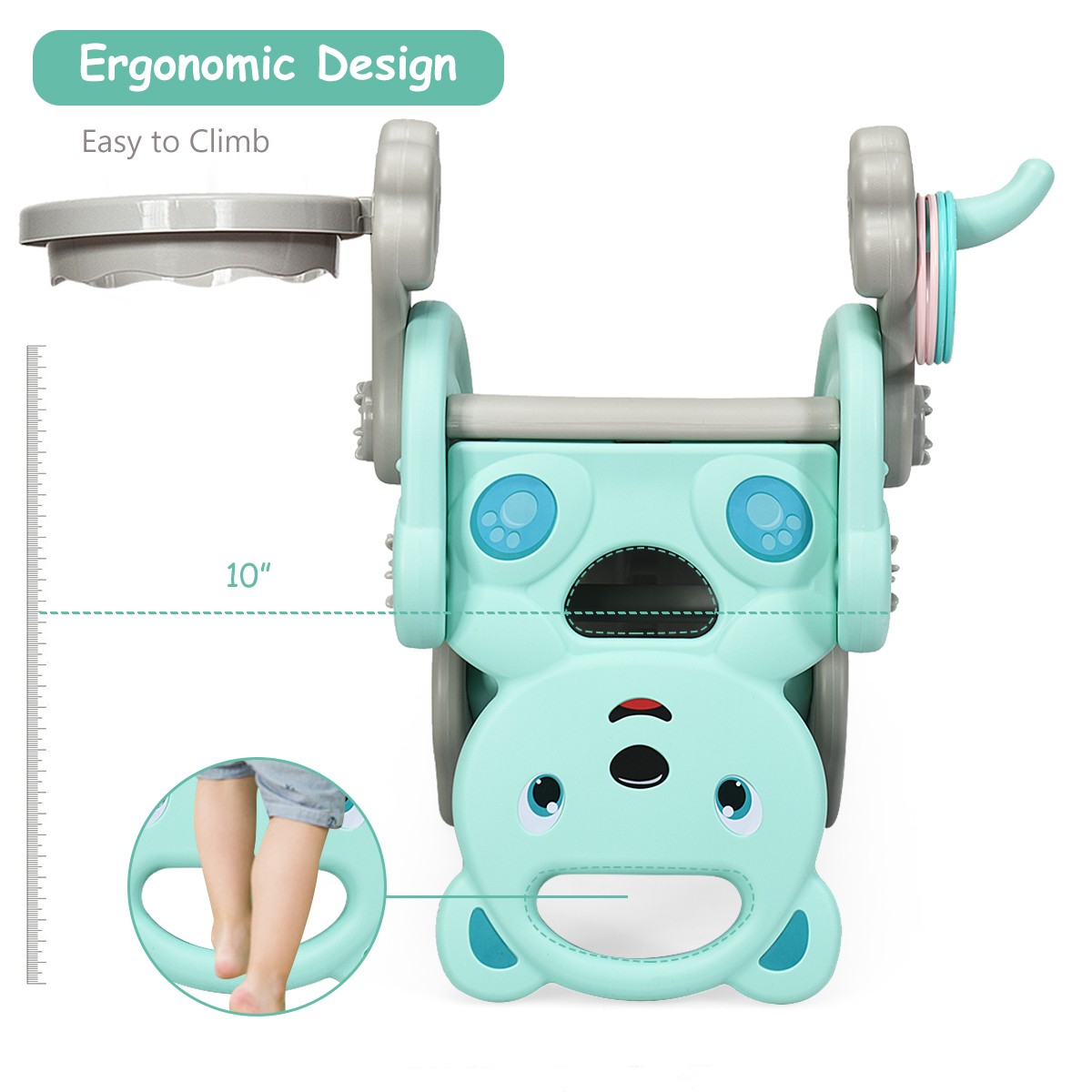 Baby Rocking Horse Slide Set 4-in-1 Kids Swing Toys w/ Basketball Hoop Ferrule