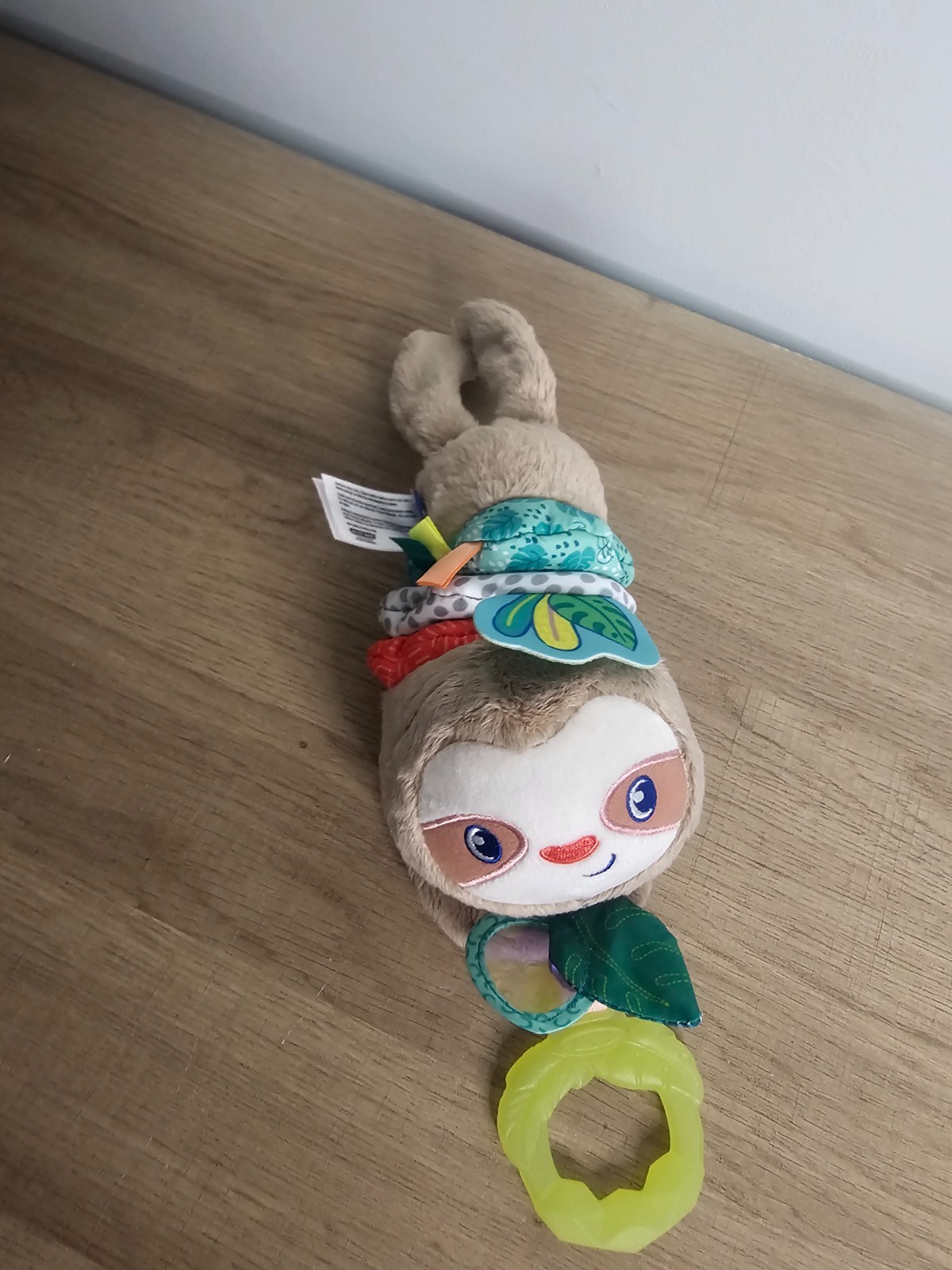Infantino Plush Musical Pull Down Unisex Sloth Baby Toy Crackles & Stretches