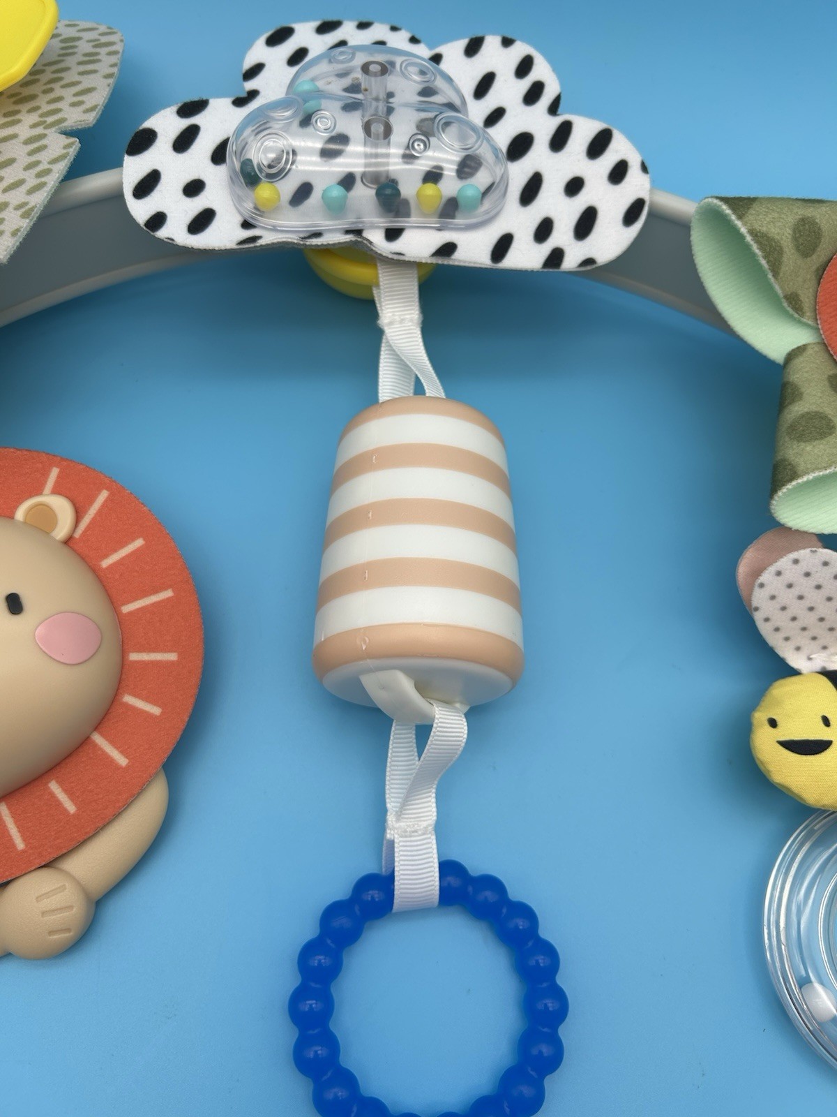 Taf Toys Infant Stroller Activity Arch Toy Bar Lion Bee Flower Sensory Rattle