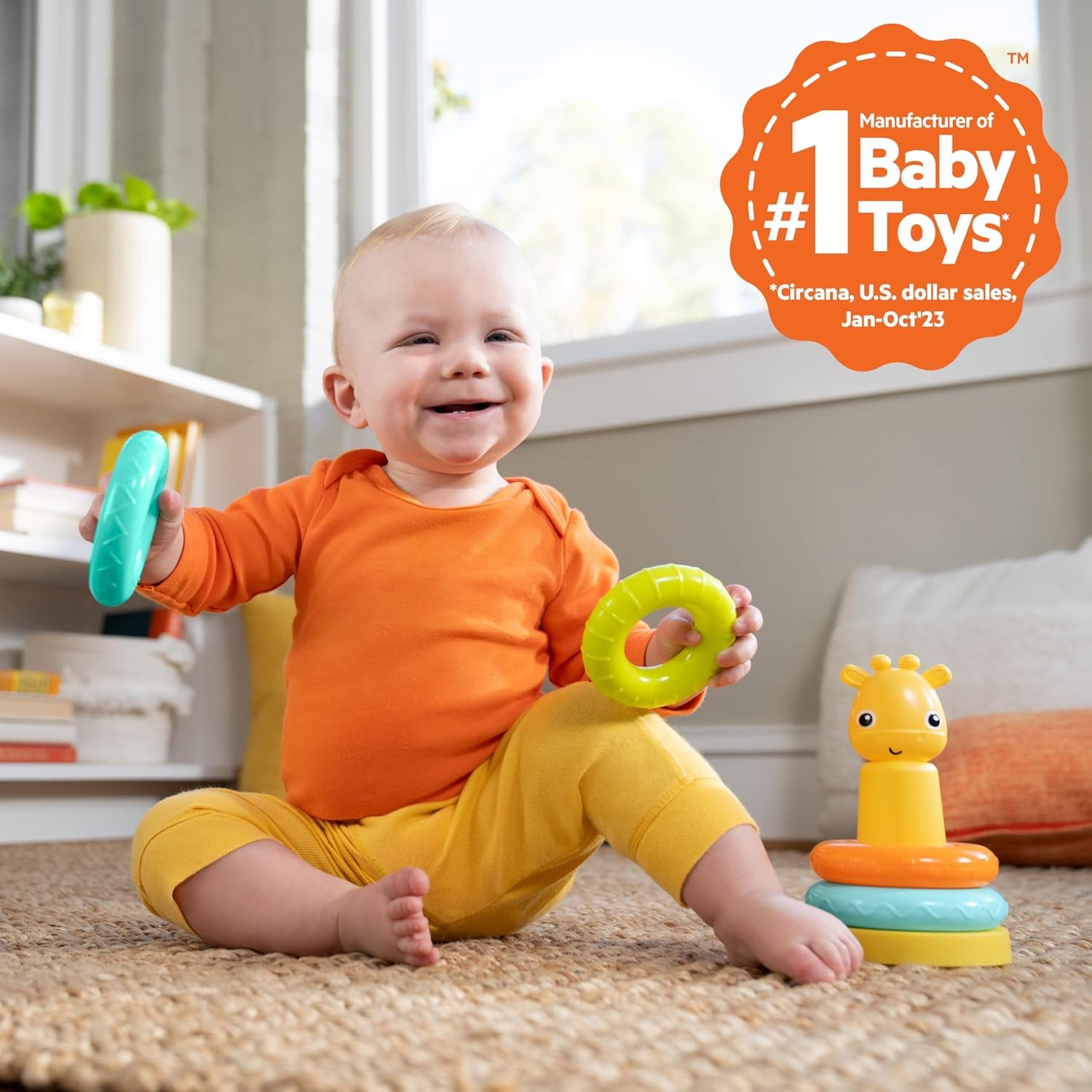 Giraffe Tower Stacking Toy, Multicolor, Unisex, 6 Months+ Baby Stacking Toys and
