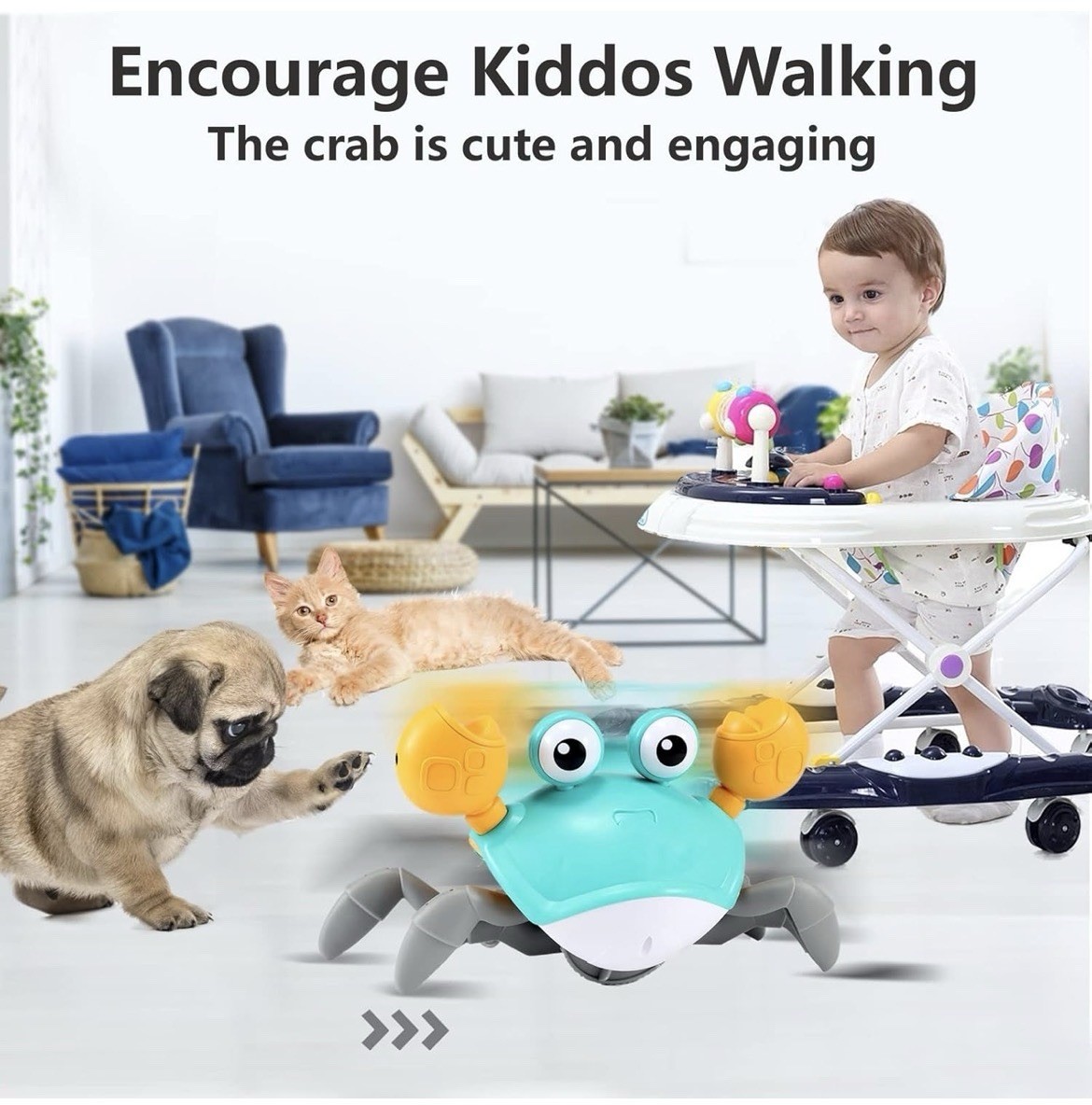 Crawling Crab Baby Toy – Infant Tummy Time Toys 3 4 5 6 7 8 9 10 11 12 Months