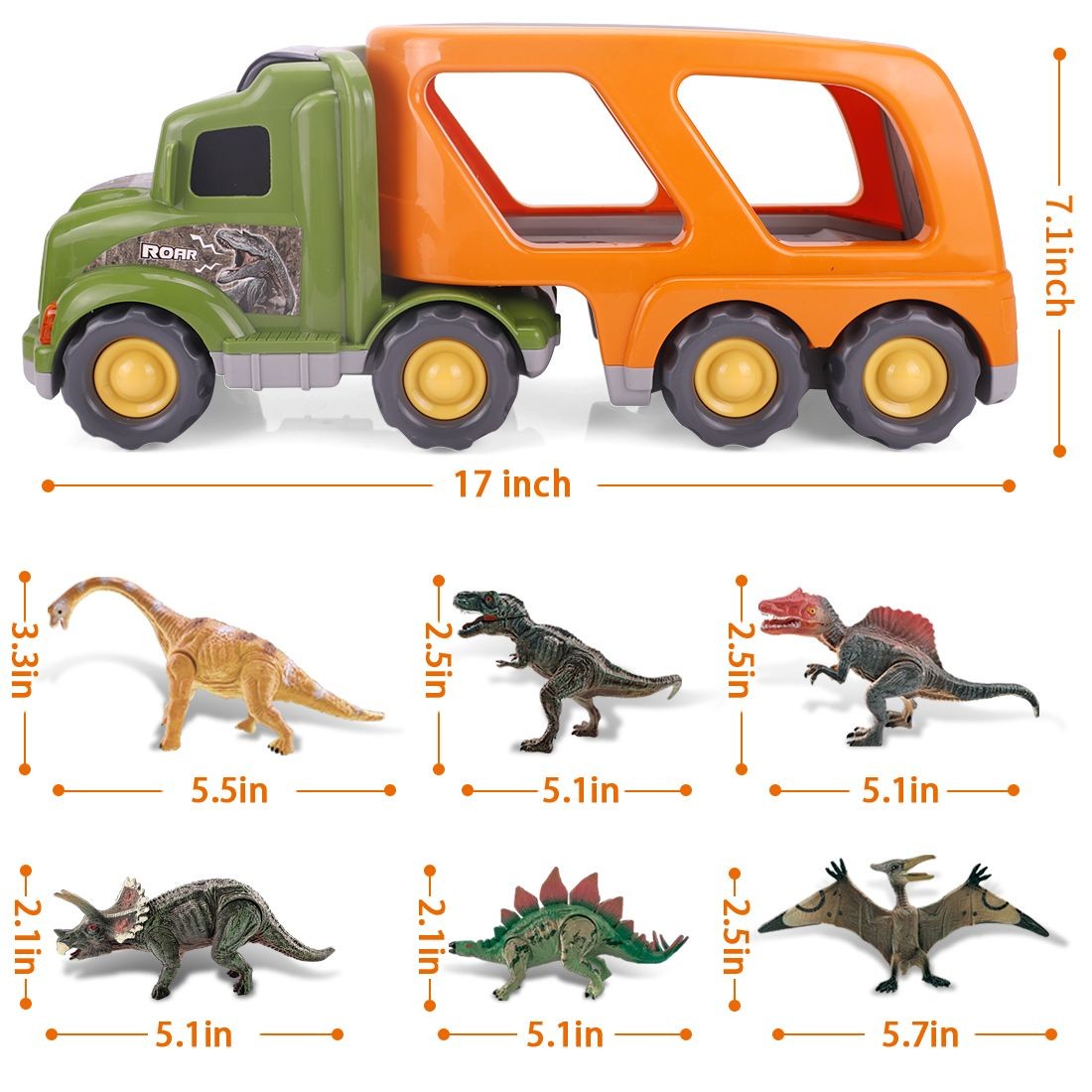 Kids Boys Toy Dinosaur Play Set w/ Car Transport Truck Jurassic Action Figures
