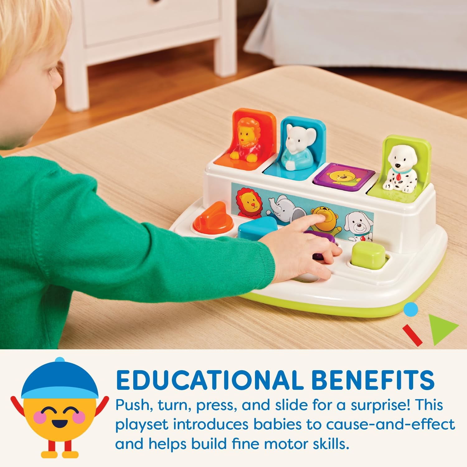 Battat – Cause-and-Effect Toy – Developmental with Buttons Medium, Multi