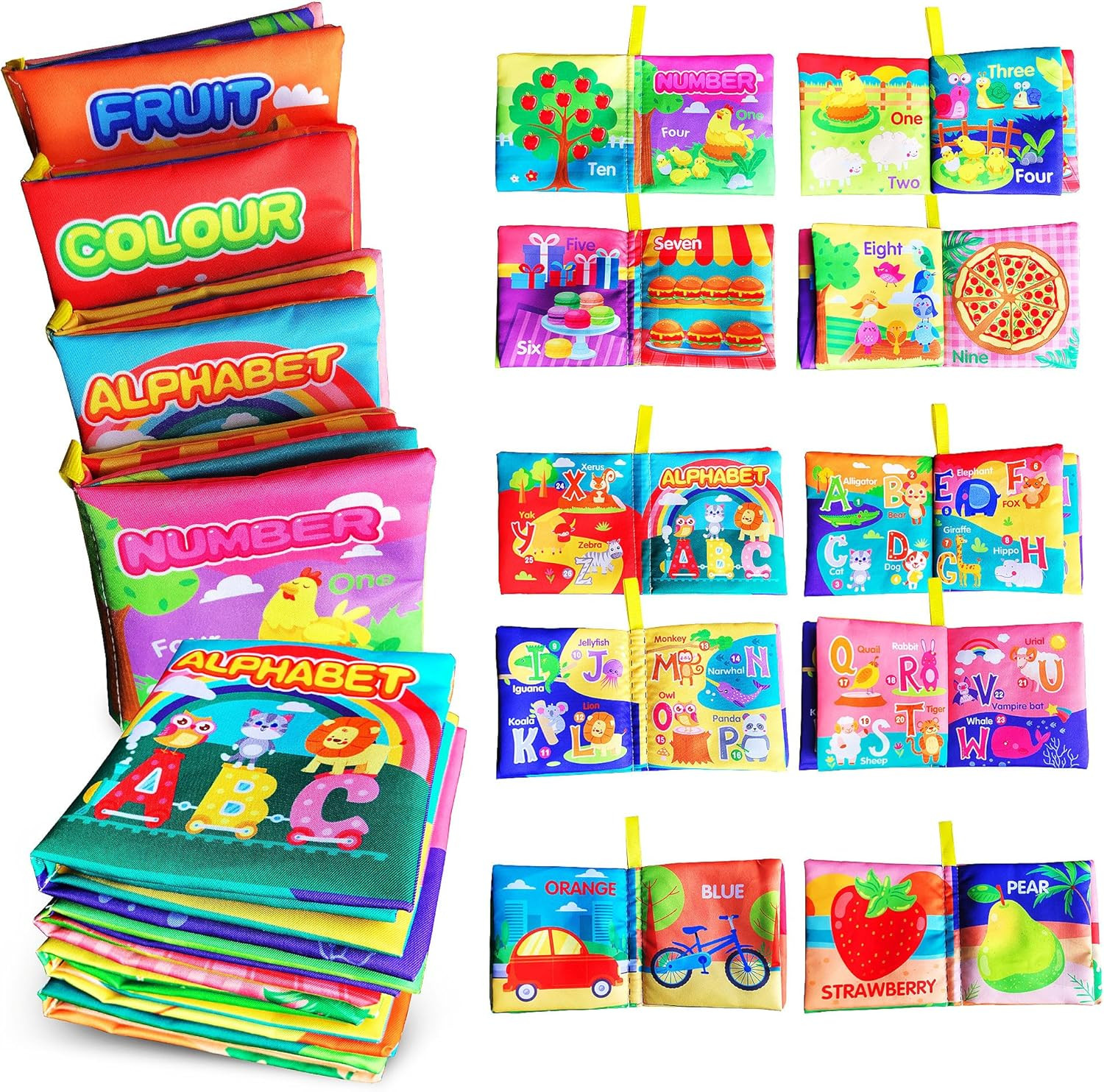 Soft Cloth Baby Book Toy for Infants 0-18 Months, 4 Pack Learning Books