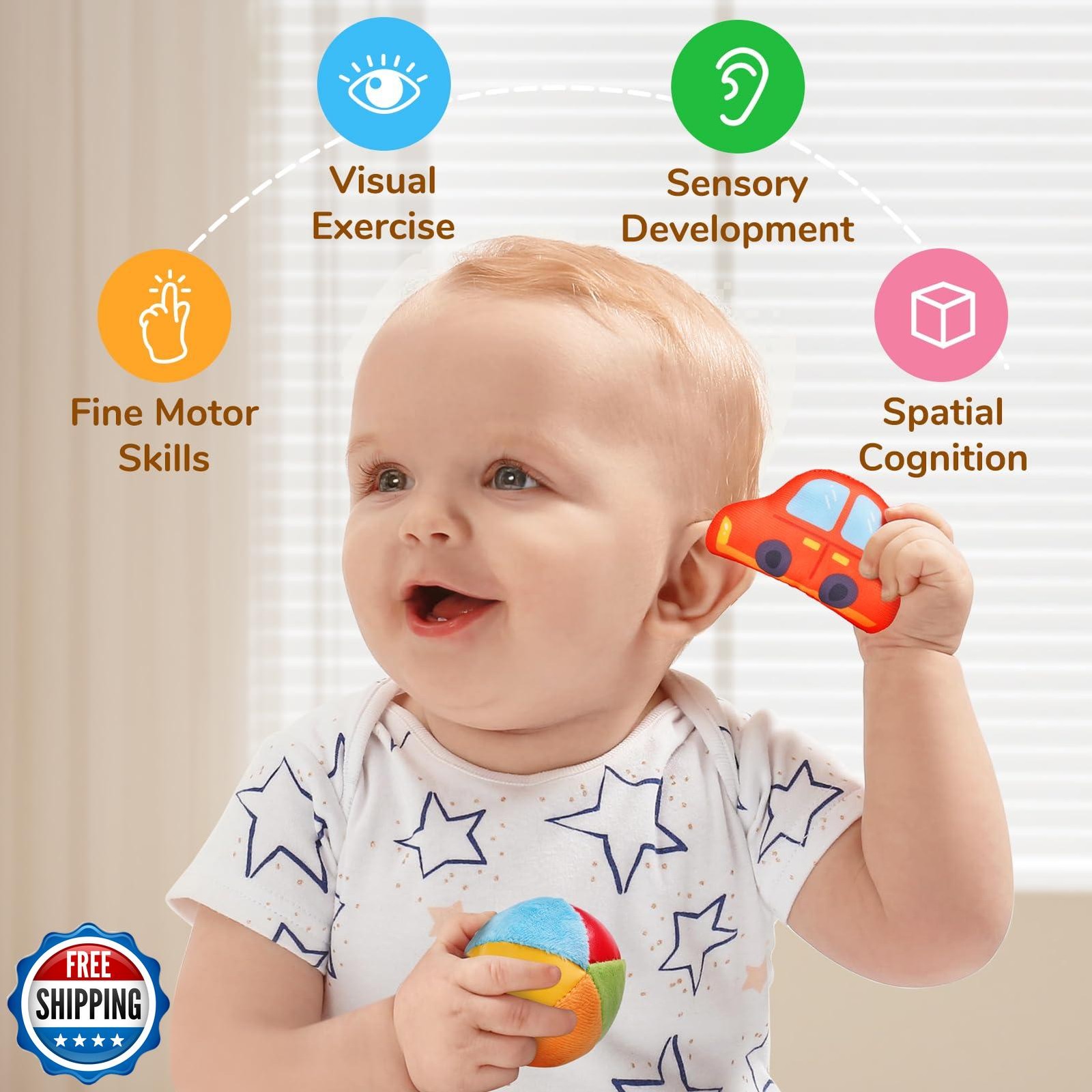 JoyCat Baby Toys 6-12 Months – Mystery Soft Box with 10 Sensory O