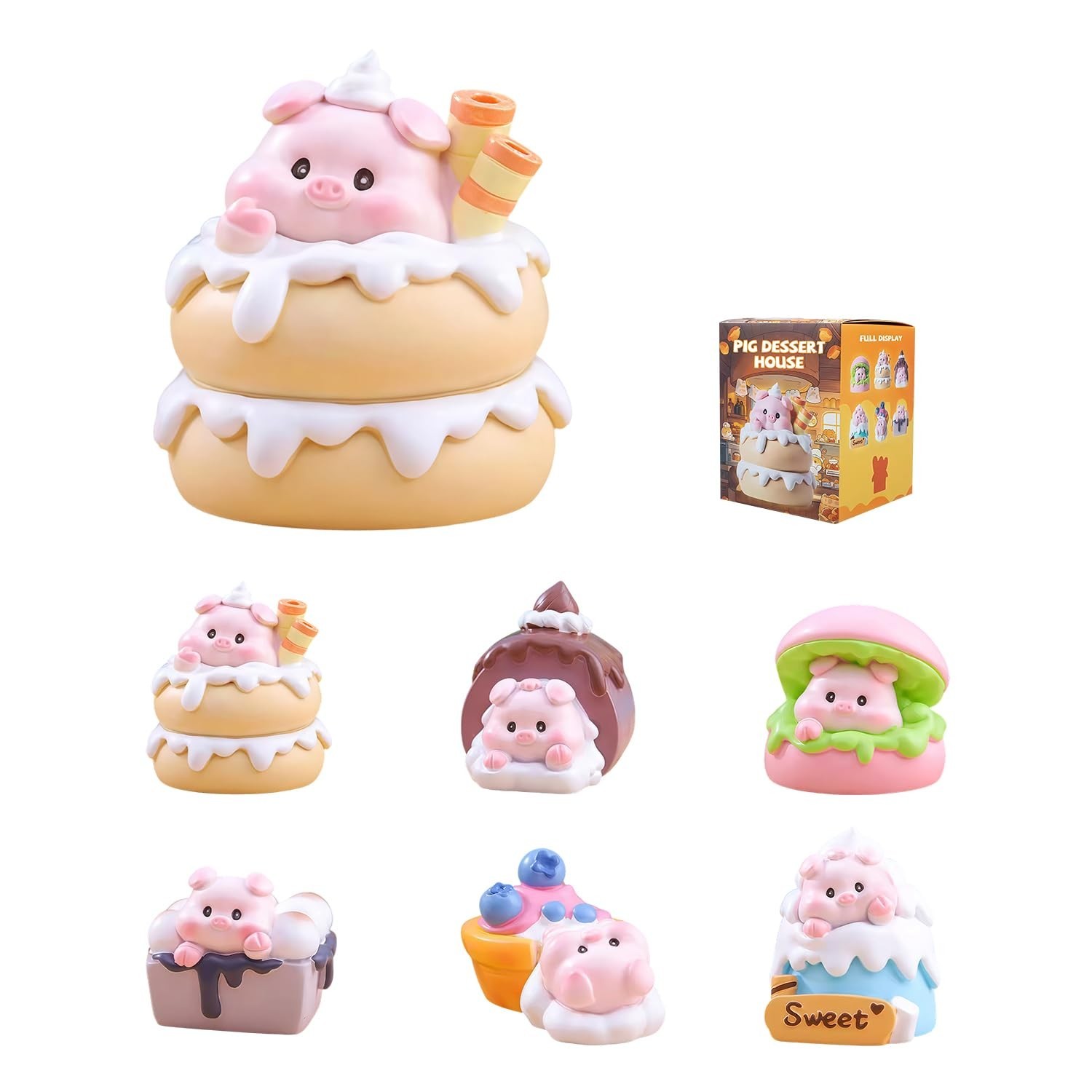 Pig Dessert House Series Blind Box Figures, Random Design Action Figures Coll…