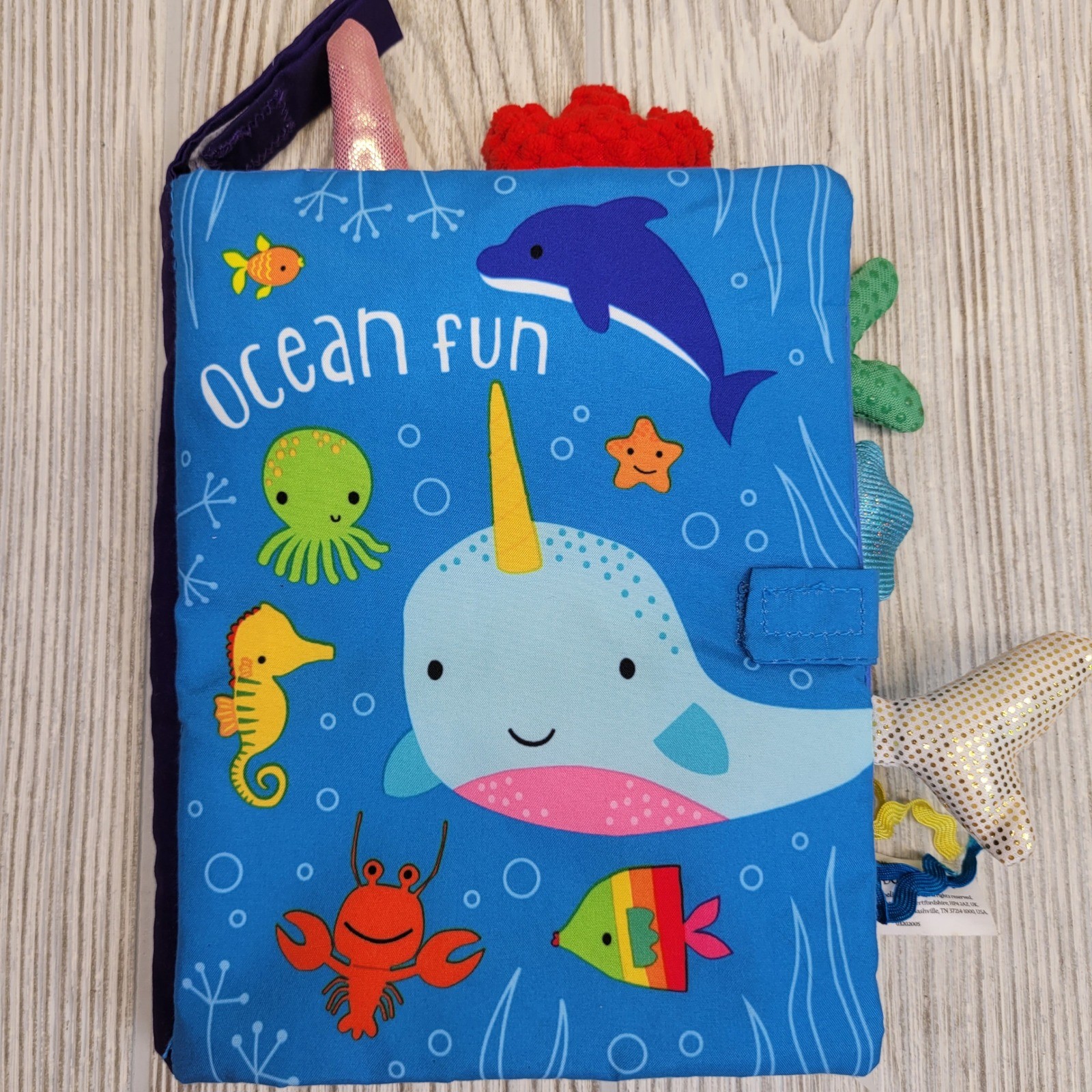 Make Believe Ideas Ocean Fun Soft Cloth Book Baby Toddler Sensory Touch Feel