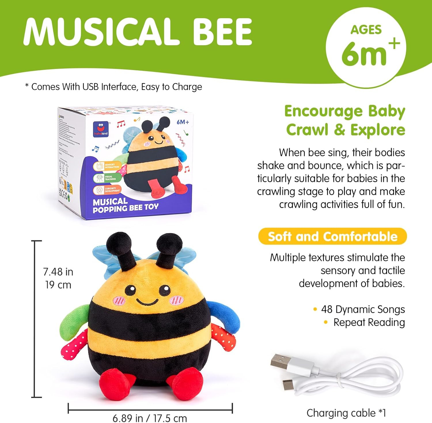 Baby Toy for 6 + 12 18 Months – Crawling Musical Dancing Bouncing Learning Bee P