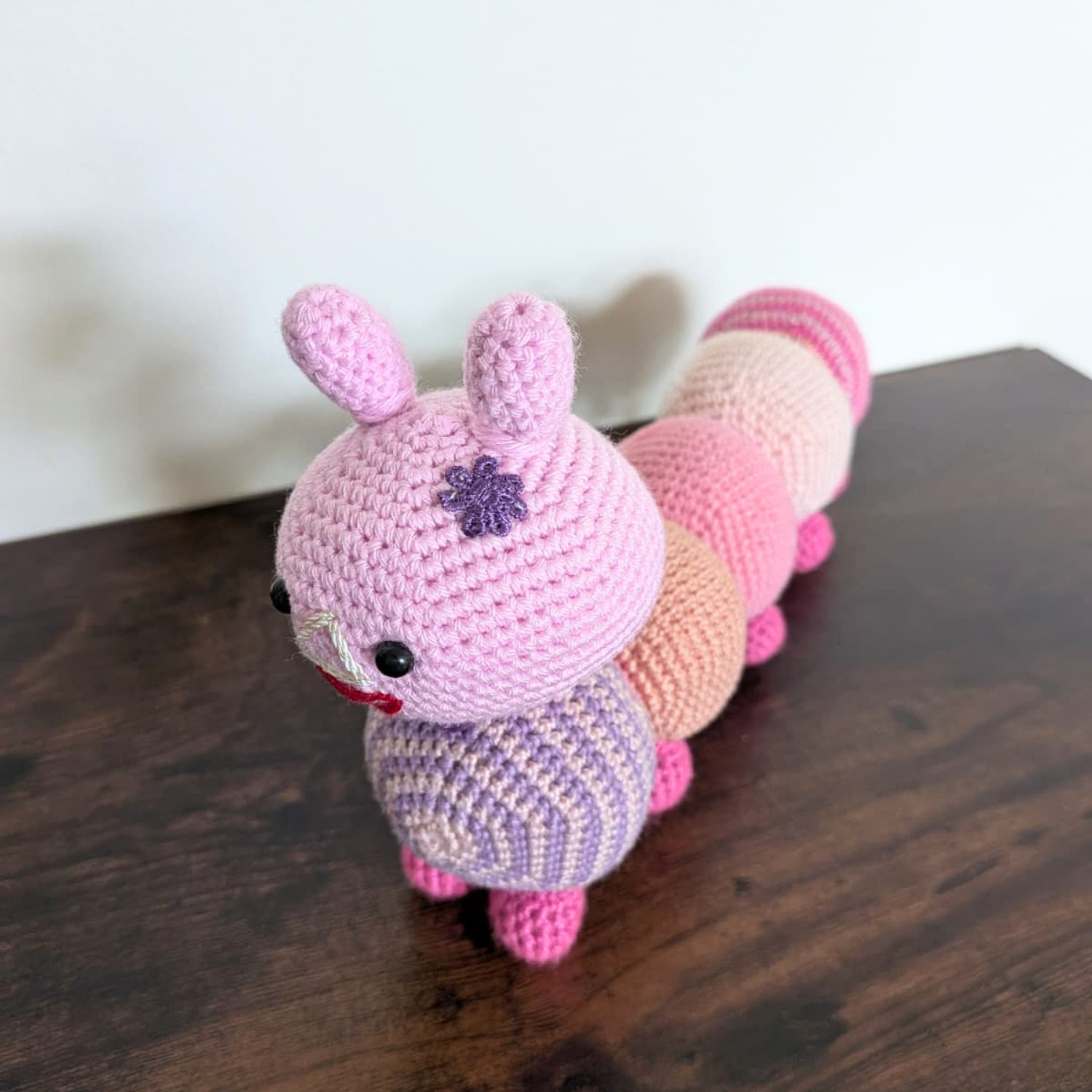Handmade Crochet Caterpillar Baby Rattle Amigurumi Plush Toy Infant Gift