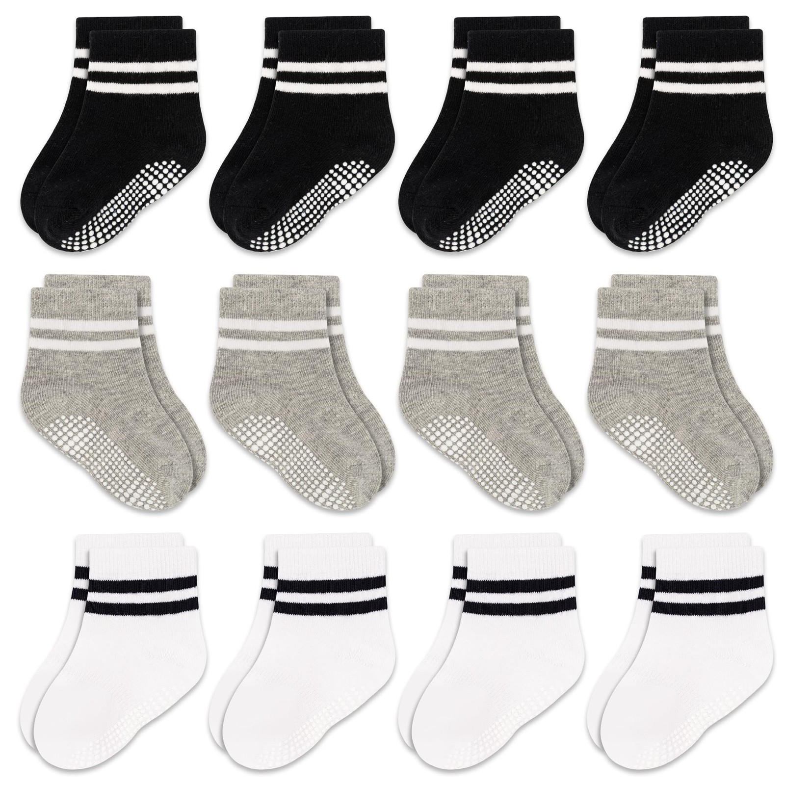 Baby Socks Non Slip 12 Pairs Toddler Anti Skid Socks for 0-7 Years Infants Li…