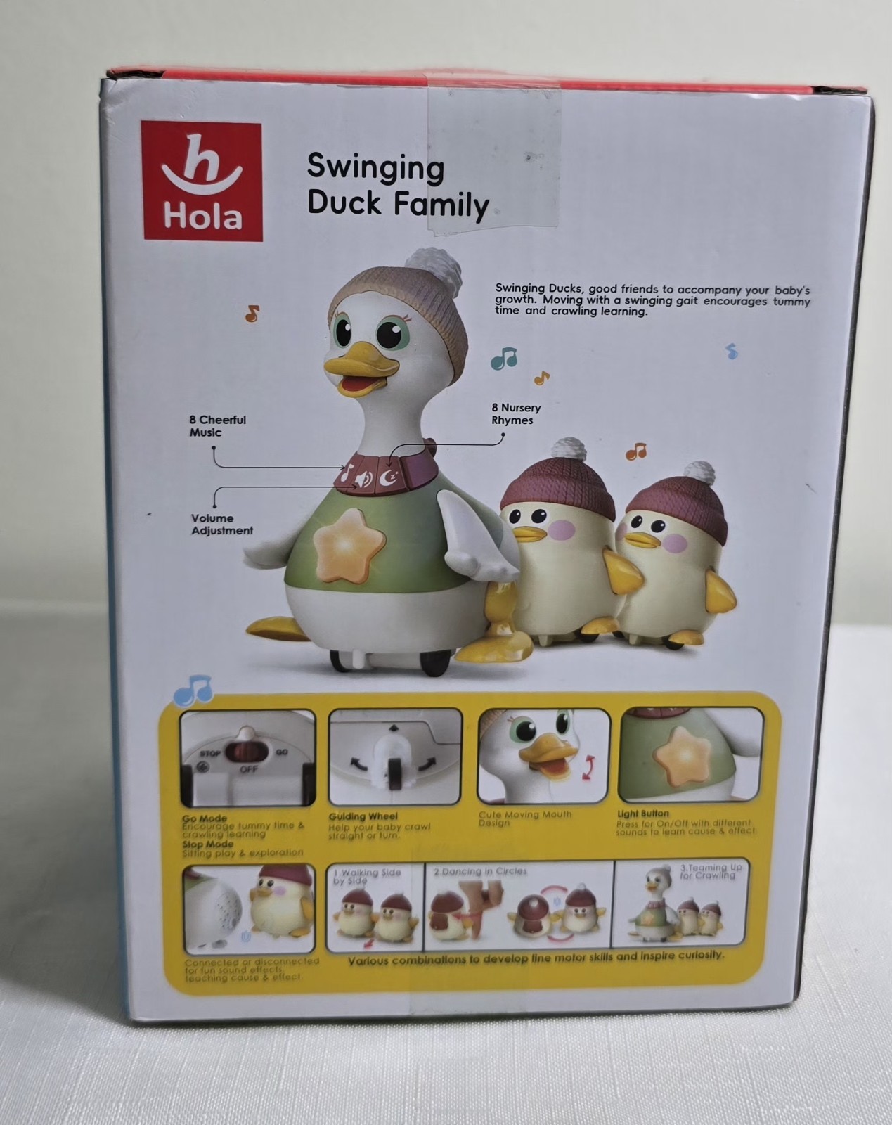 HOLA Swinging Duck Family Mother +2 Baby Ducks,Baby Toys 6-36 Months Musical New