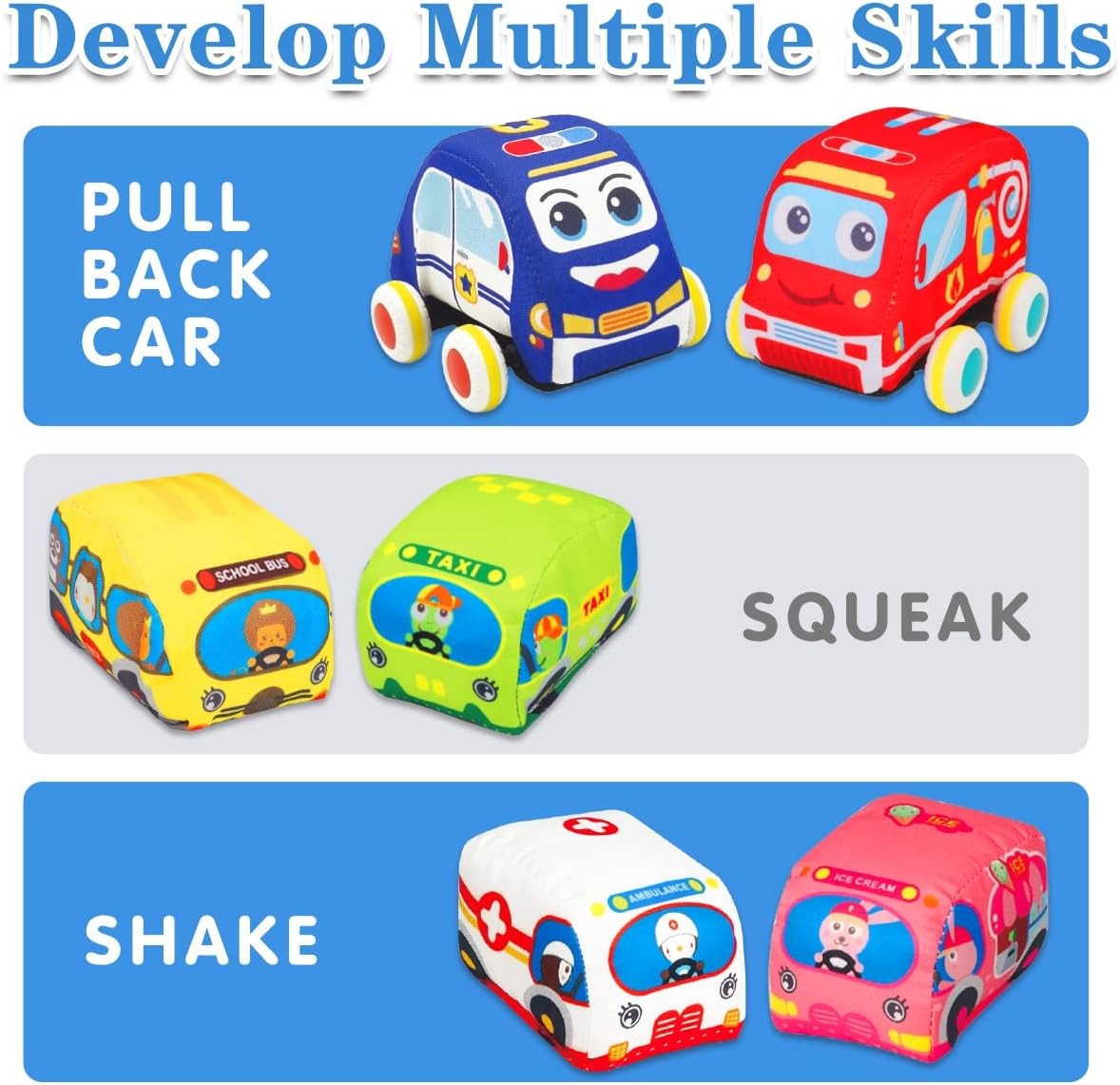 Baby Toys 6 to 12 Months – Soft Car Toys for 1 Year Old Boy Girl with Playmat St
