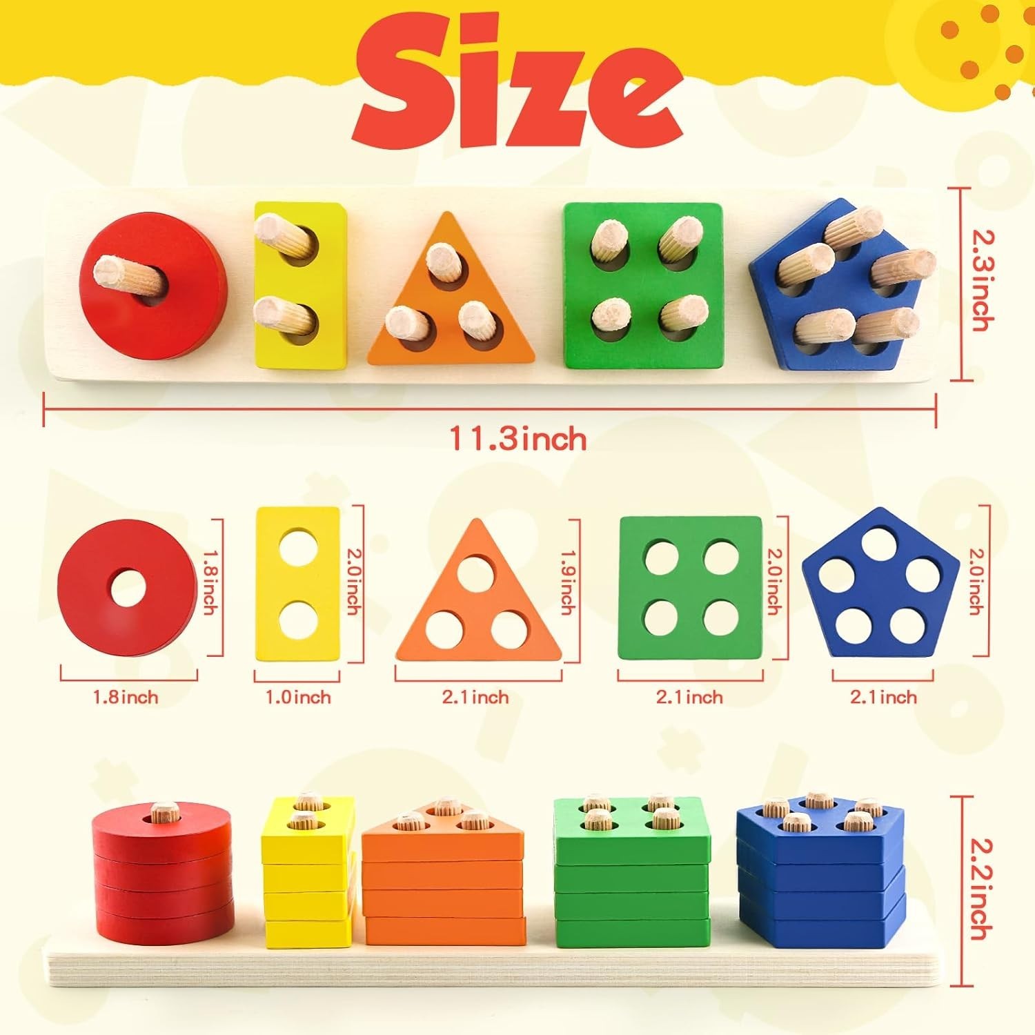 20-Piece Montessori Puzzle Set for Toddlers – Engaging Shape and Color Learning