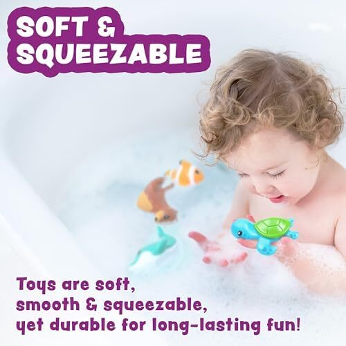 Tub Works® Marine™ Mold Free Bath Toys, 6 Pack | Sealed, No Hole Bath Toys De