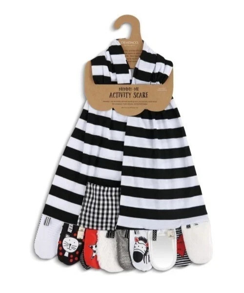 DEMDACO: Baby Girl/Boy Black & White Mommy & Me Sensory Activity Scarf NEW