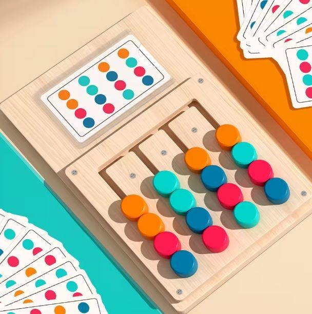 Montessori Color Matching Wooden Puzzle Advanced Four-Color Chess Game