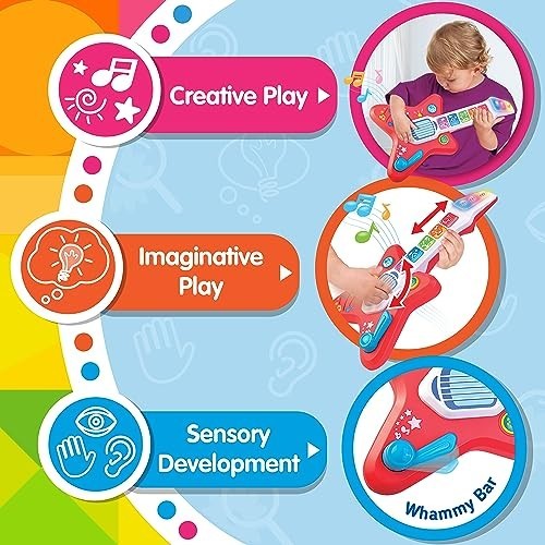 Magic Touch Guitar, Toddler Light Up Music Toy with Volume Control, Infant Touch