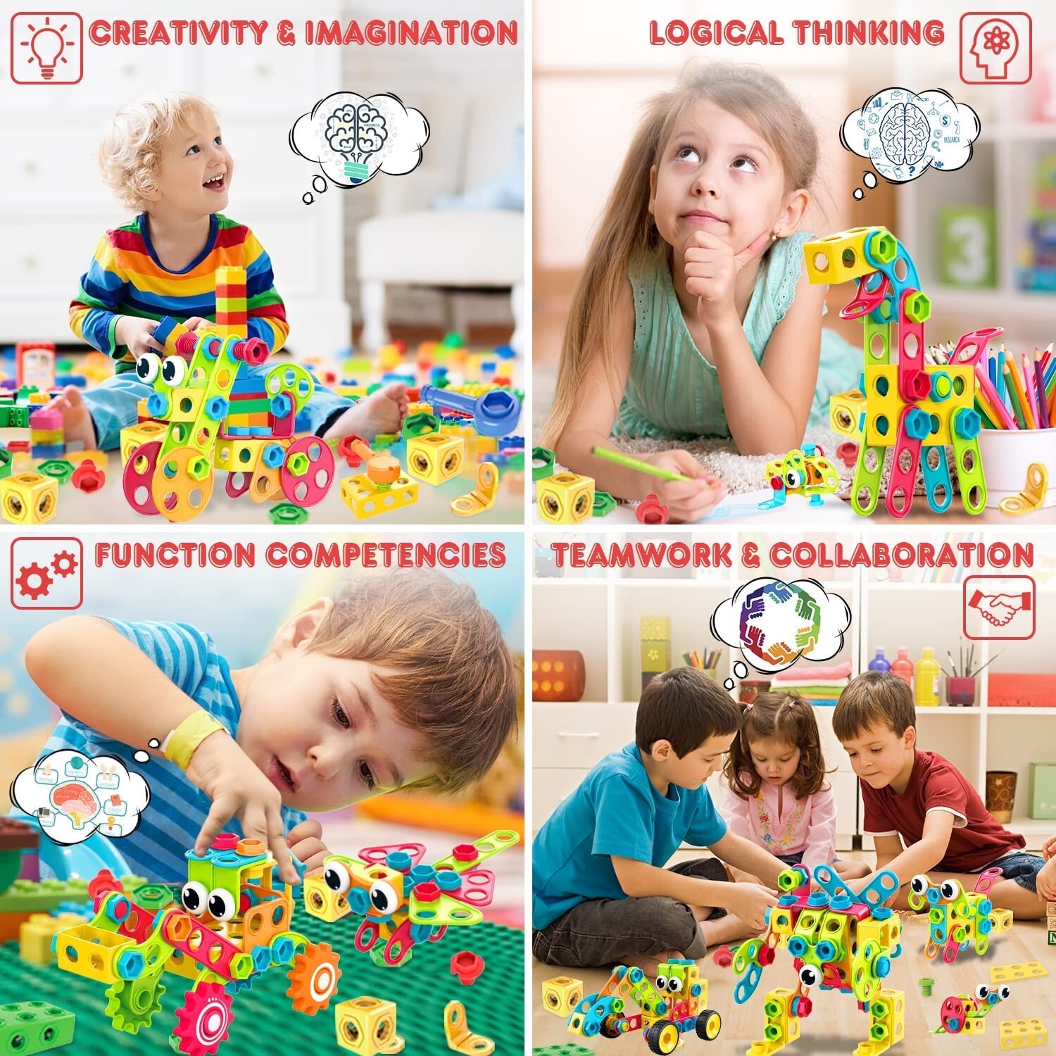 NXONE 195 PCS Educational STEM Toys for Boys and Girls Ages 3 4 5 6 7 8 9 10 …
