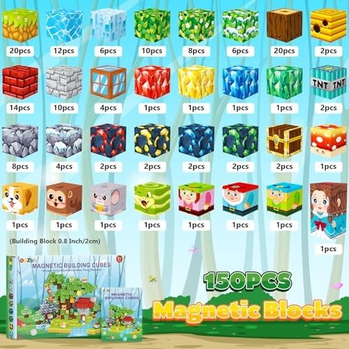 ORZbb 150PCS Magnetic Blocks, Magnet Cubes Building Blocks Toddler Travel Toy…