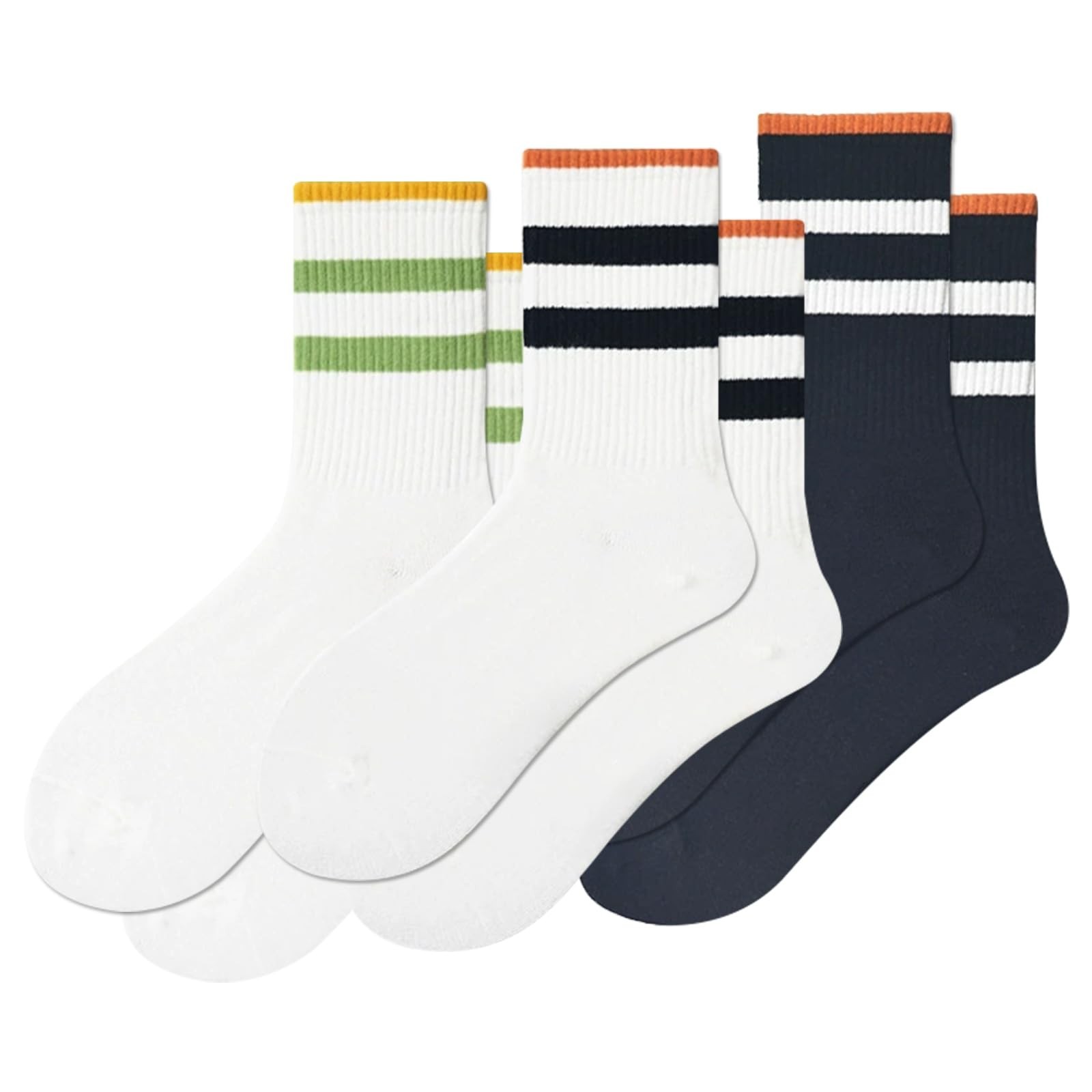 Fszsaa Fun Novelty Socks For Women Striped Retro Sporty Calf Socks Casual Cot…