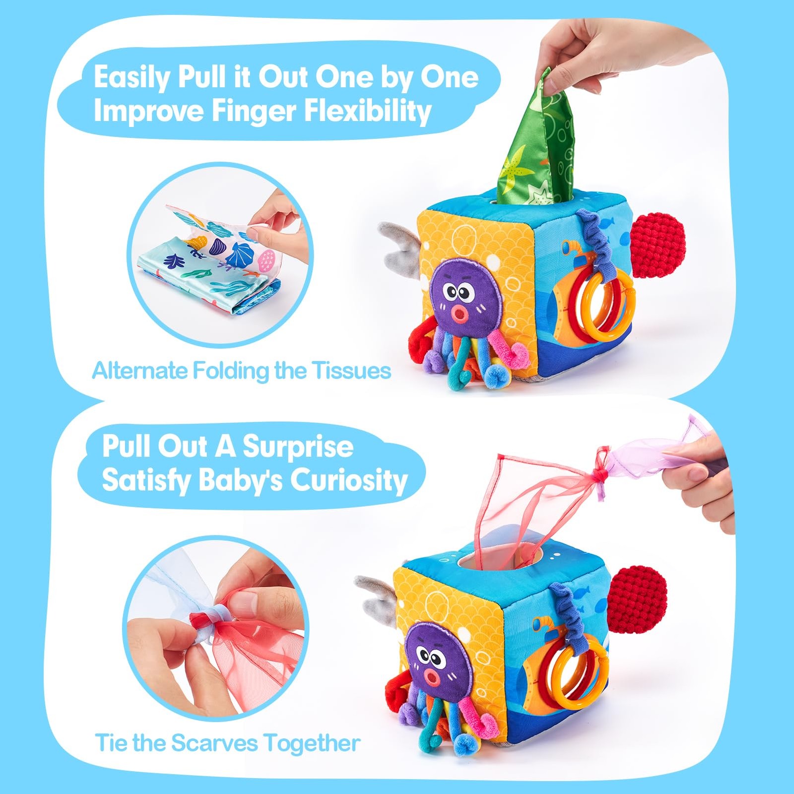 hahaland Baby Tissue Box Toy, Toys 6-12 Months Montessori Medium
