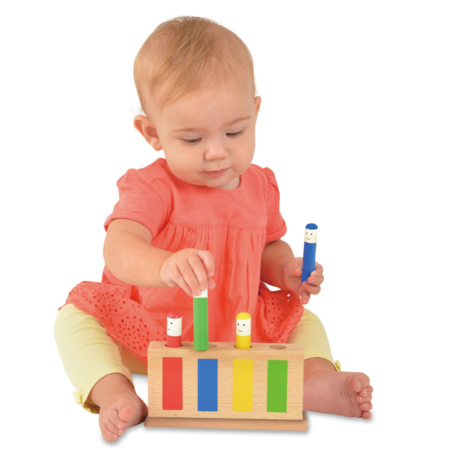 Colorful Wooden Pop Up Toy with Figures for Hand Eye Coordination 12 Months+