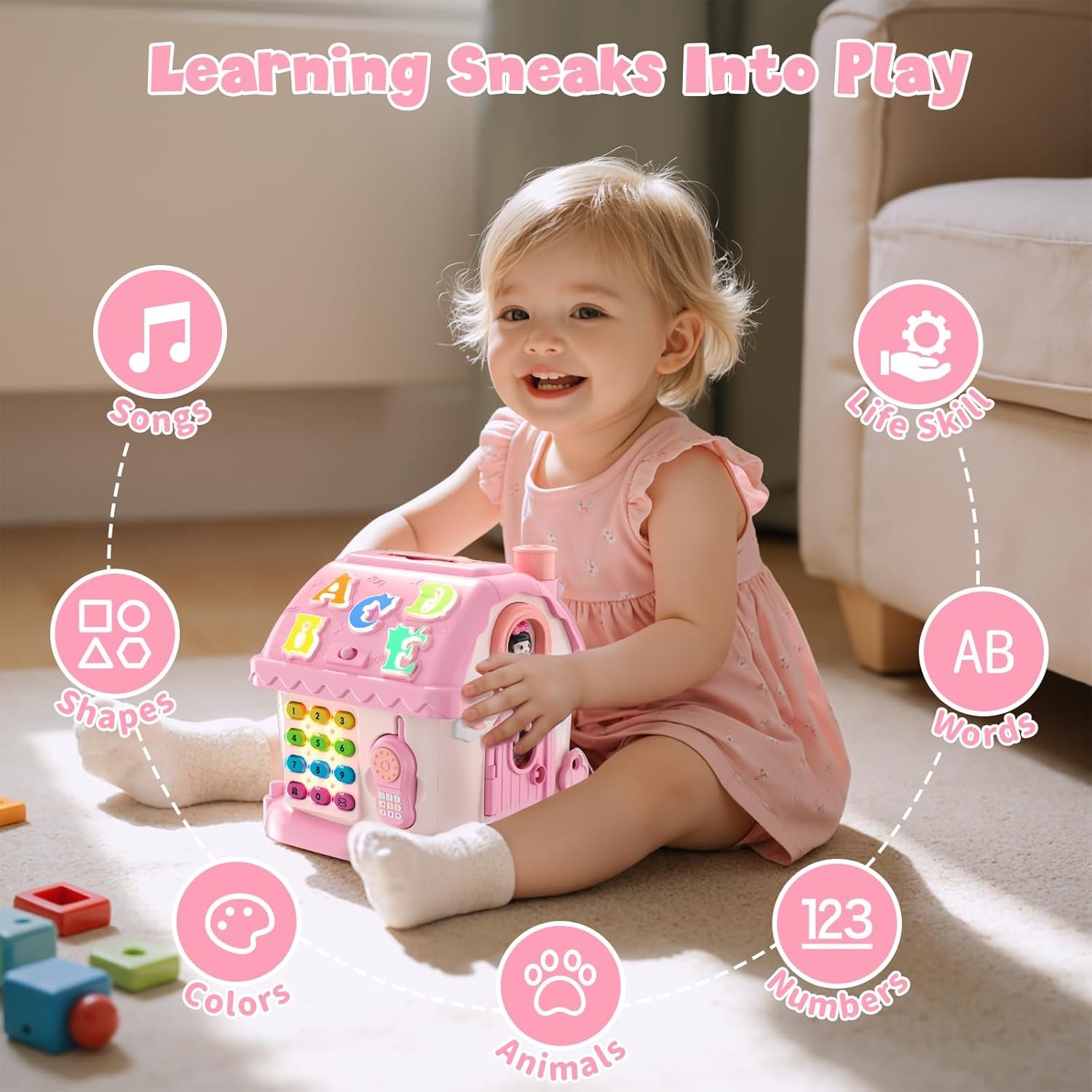 Toys for 1 Yr Old Girl – Musical House Learning Toddler Gift 12-18 Mos
